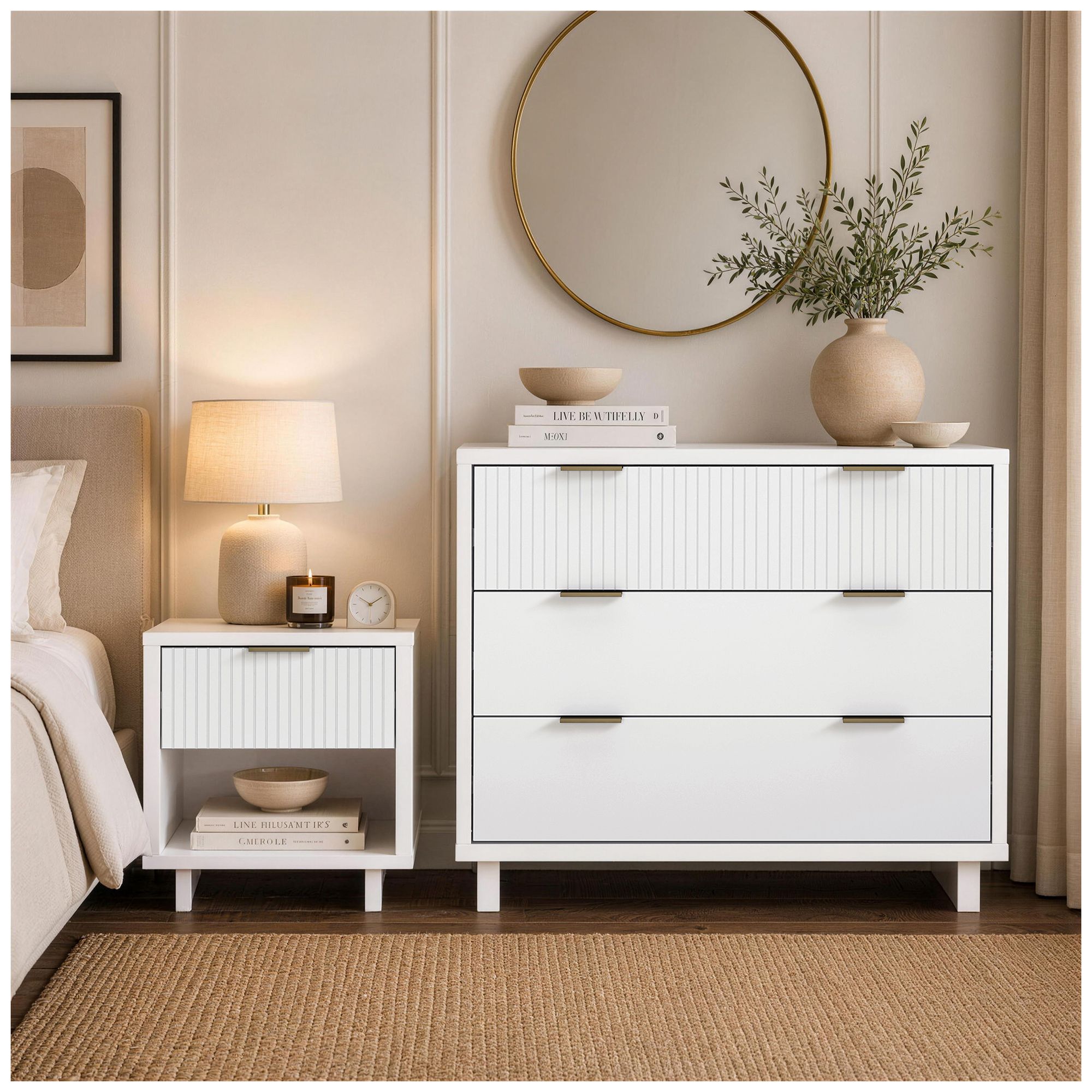 Image 4 Elara Contemporary 2-Piece Dresser and Nightstand in White more views