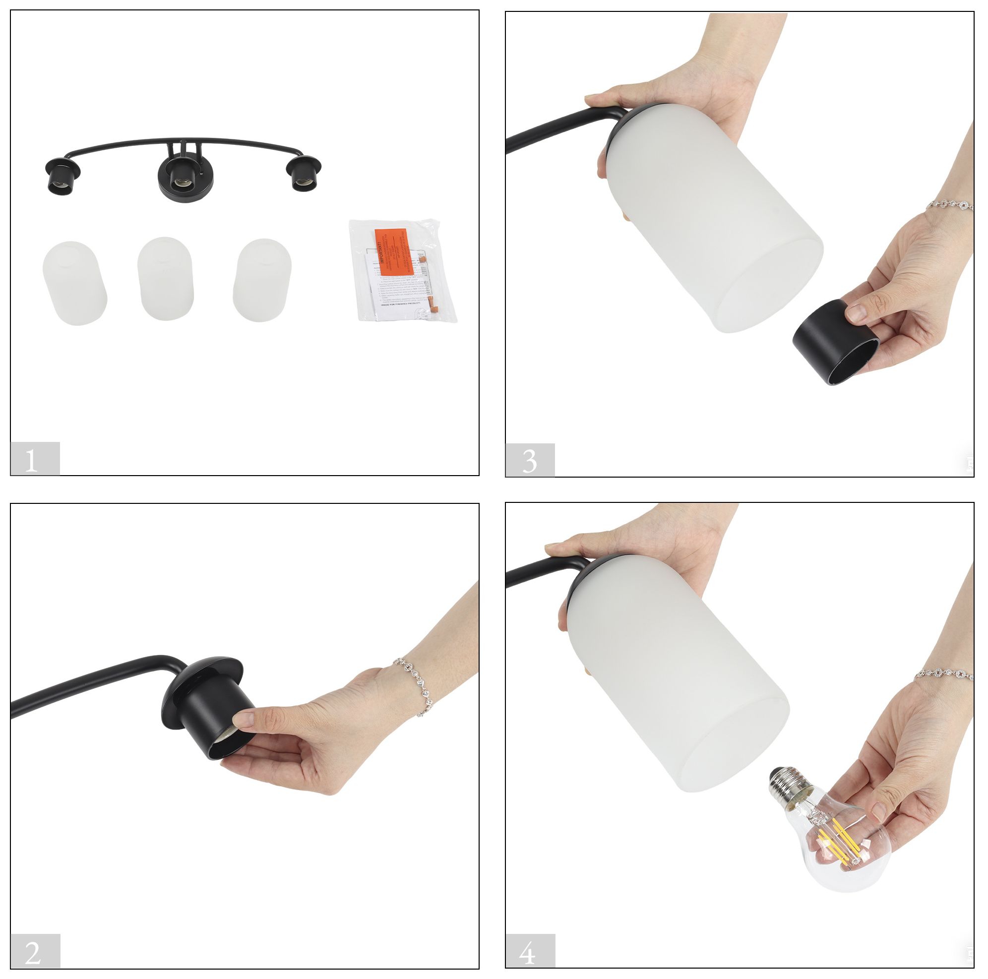 Image 4 Elara Modern Black 23.2" Wide 3-Light Frosted Glass Bathroom Vanity Light more views