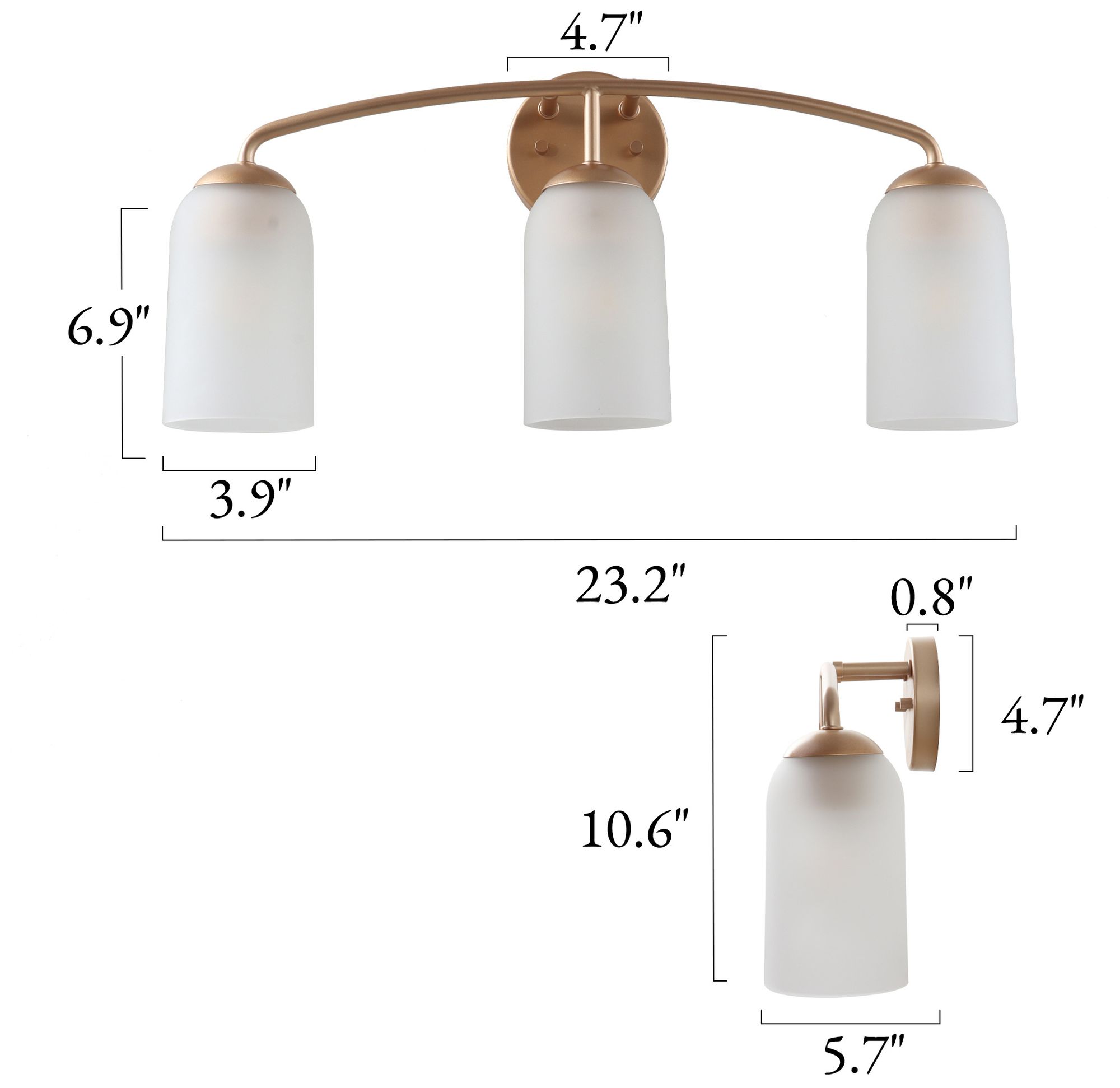 Image 2 Elara Modern Gold 23.2" Wide 3-Light Frosted Glass Bathroom Vanity Light more views