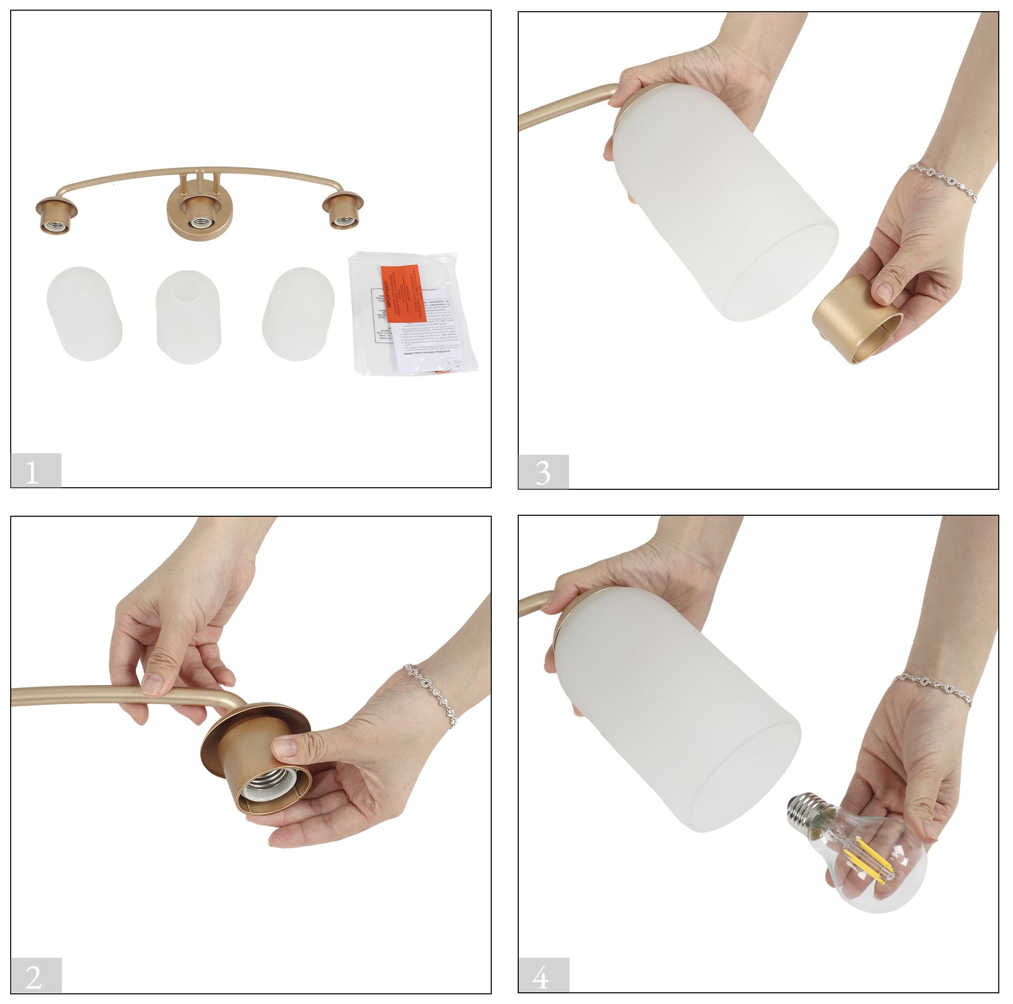 Image 4 Elara Modern Gold 23.2" Wide 3-Light Frosted Glass Bathroom Vanity Light more views