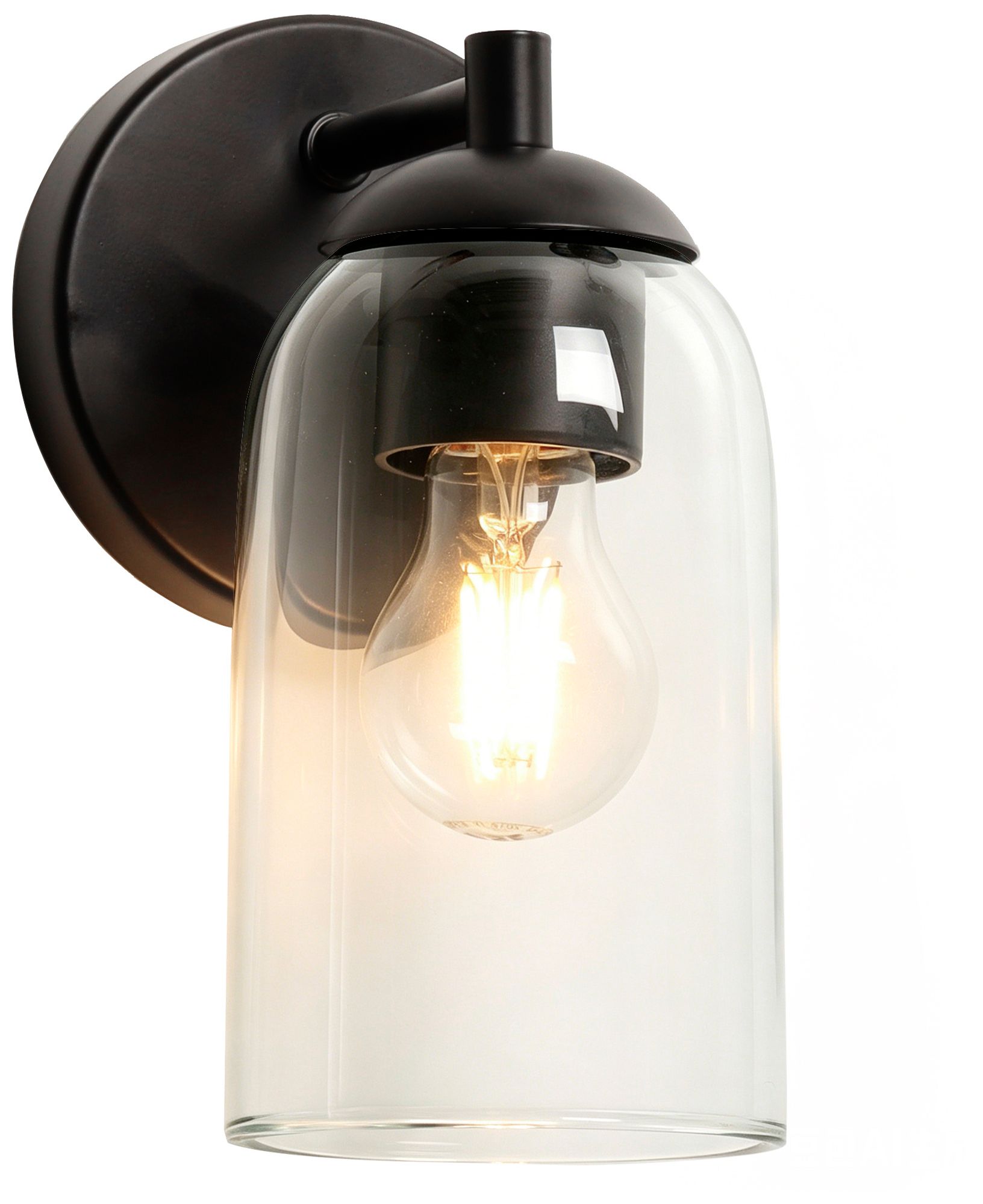 Elara Modern Matte Black 1-Light Clear Glass Wall Sconce Vanity Light