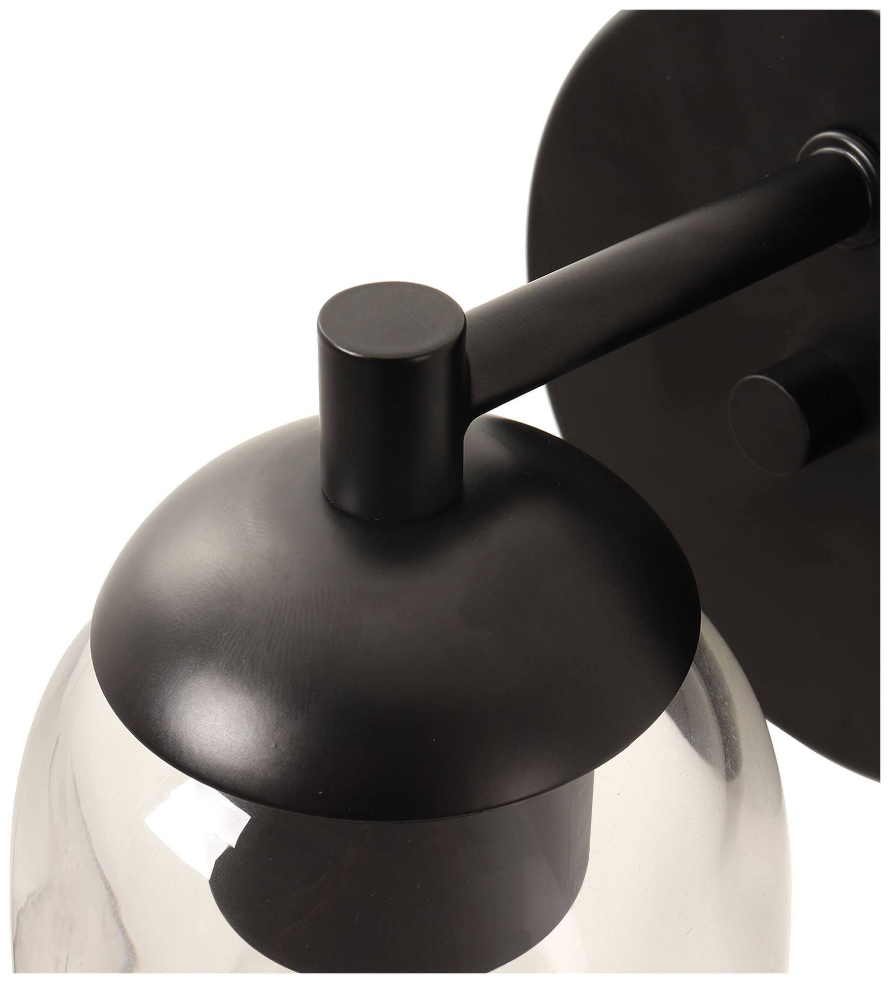 Image 3 Elara Modern Matte Black 1-Light Clear Glass Wall Sconce Vanity Light more views