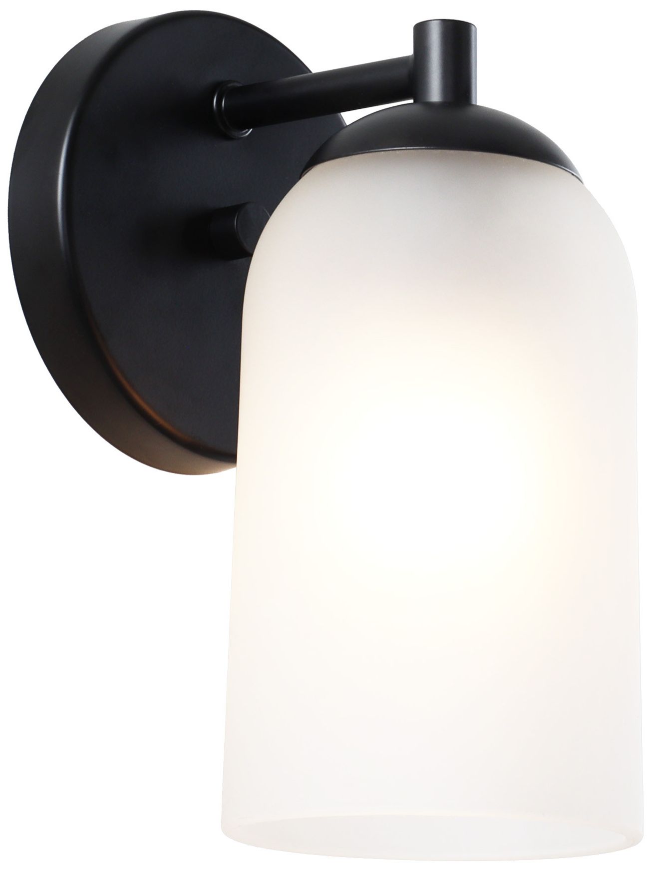 Elara Modern Matte Black 1-Light Frosted Glass Wall Sconce
