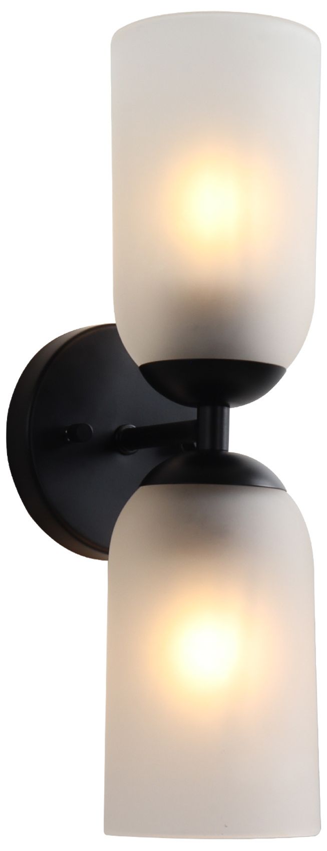 Elara Modern Matte Black 2-Light Frosted Glass Wall Sconce Vanity Light
