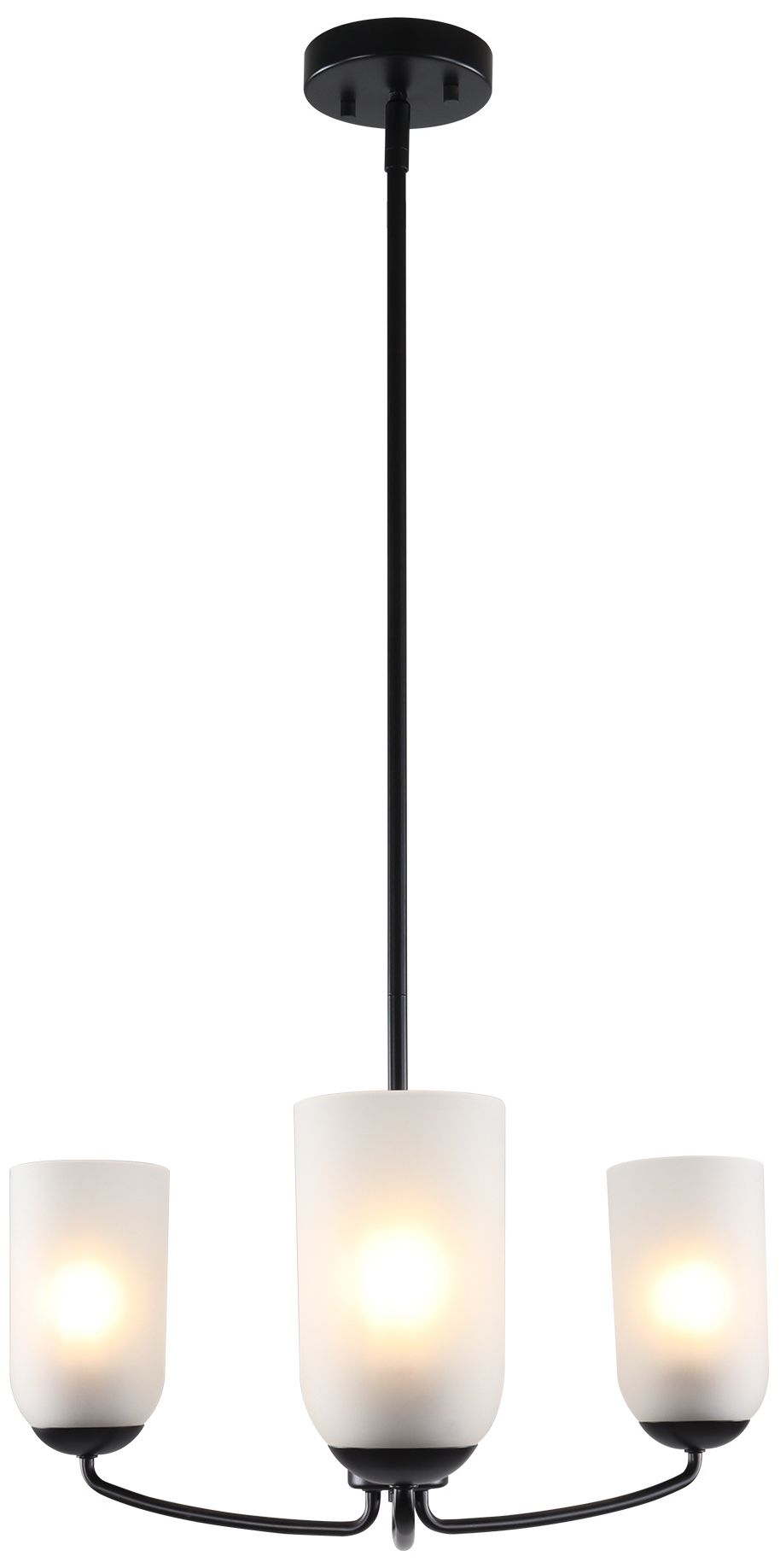 Elara Modern Matte Black 20.9" Wide 3-Light Frosted Glass Chandelier