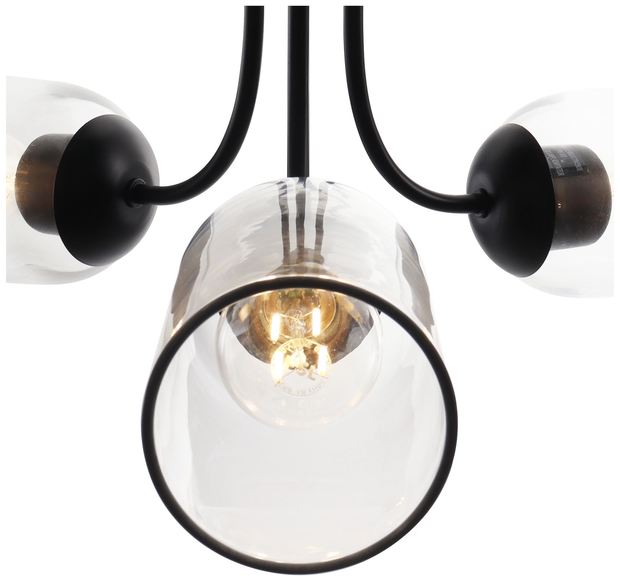 Image 3 Elara Modern Matte Black 22" Wide 3-Light Clear Glass Semi Flush Mount more views