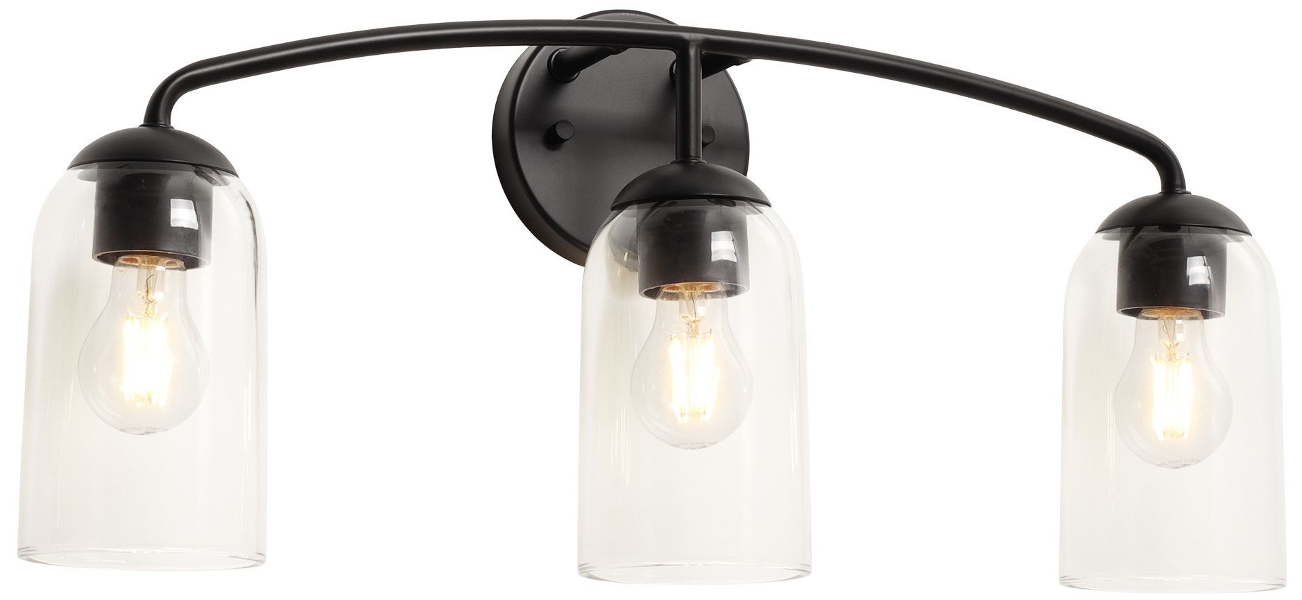 Elara Modern Matte Black 23.2" Wide 3-Light Clear Glass Bathroom Light