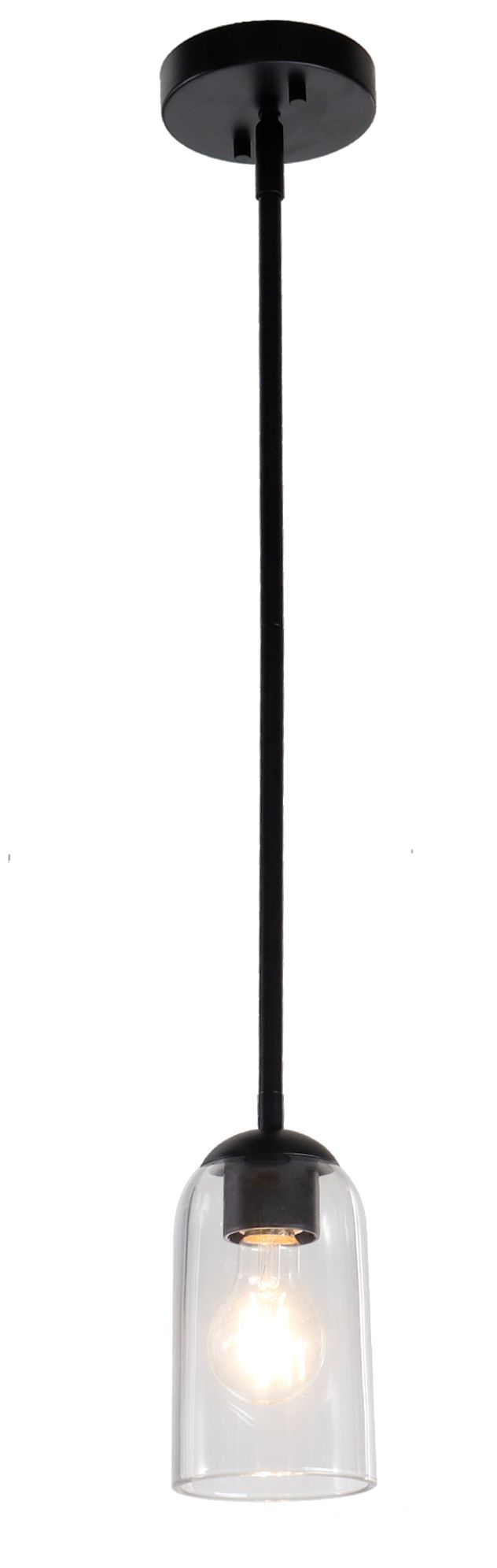 Elara Modern Matte Black 4.1" Wide 1-Light Clear Glass Mini Pendant Light