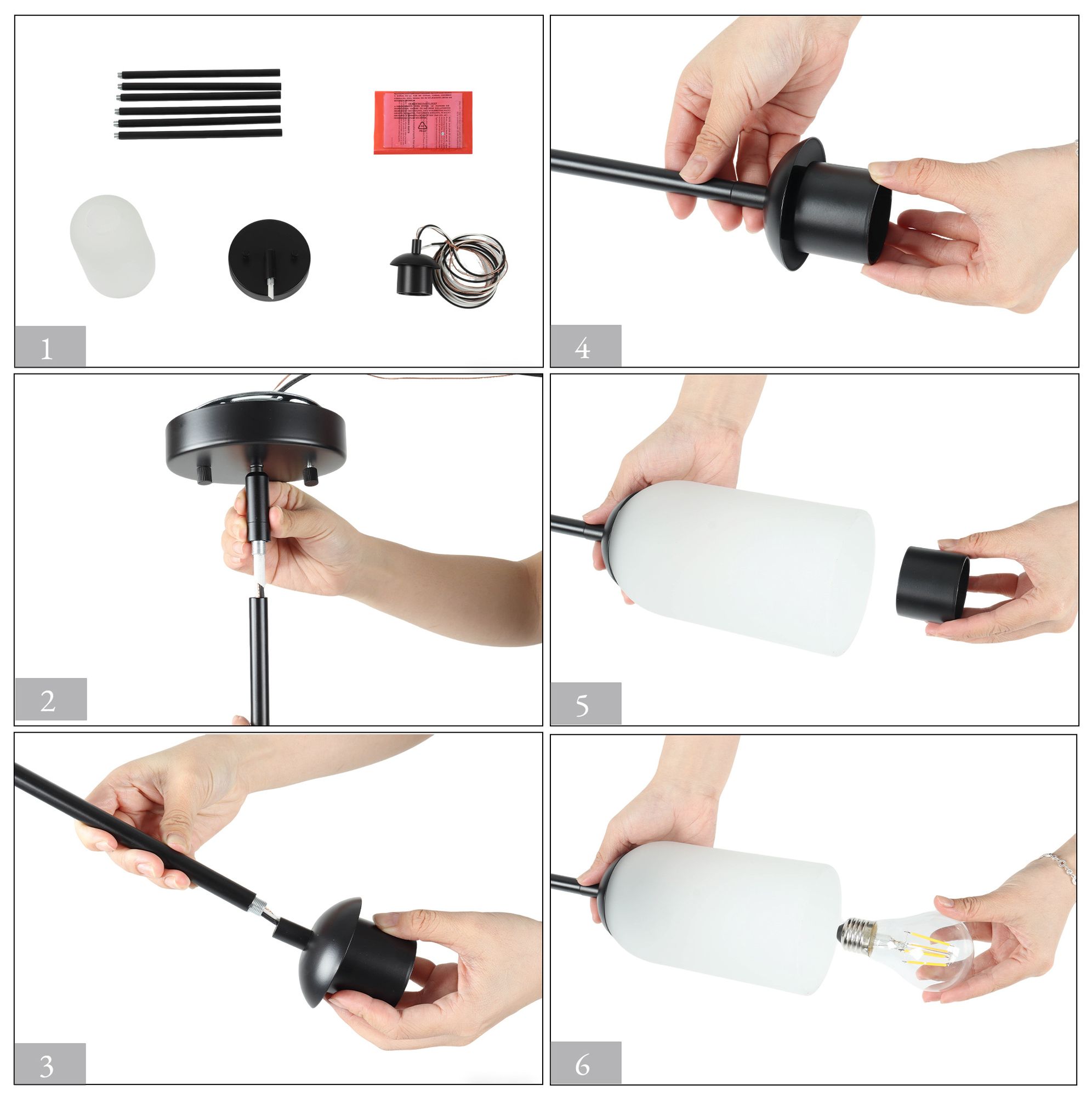 Image 4 Elara Modern Matte Black 4.1" Wide 1-Light Frosted Glass Mini Pendant Light more views