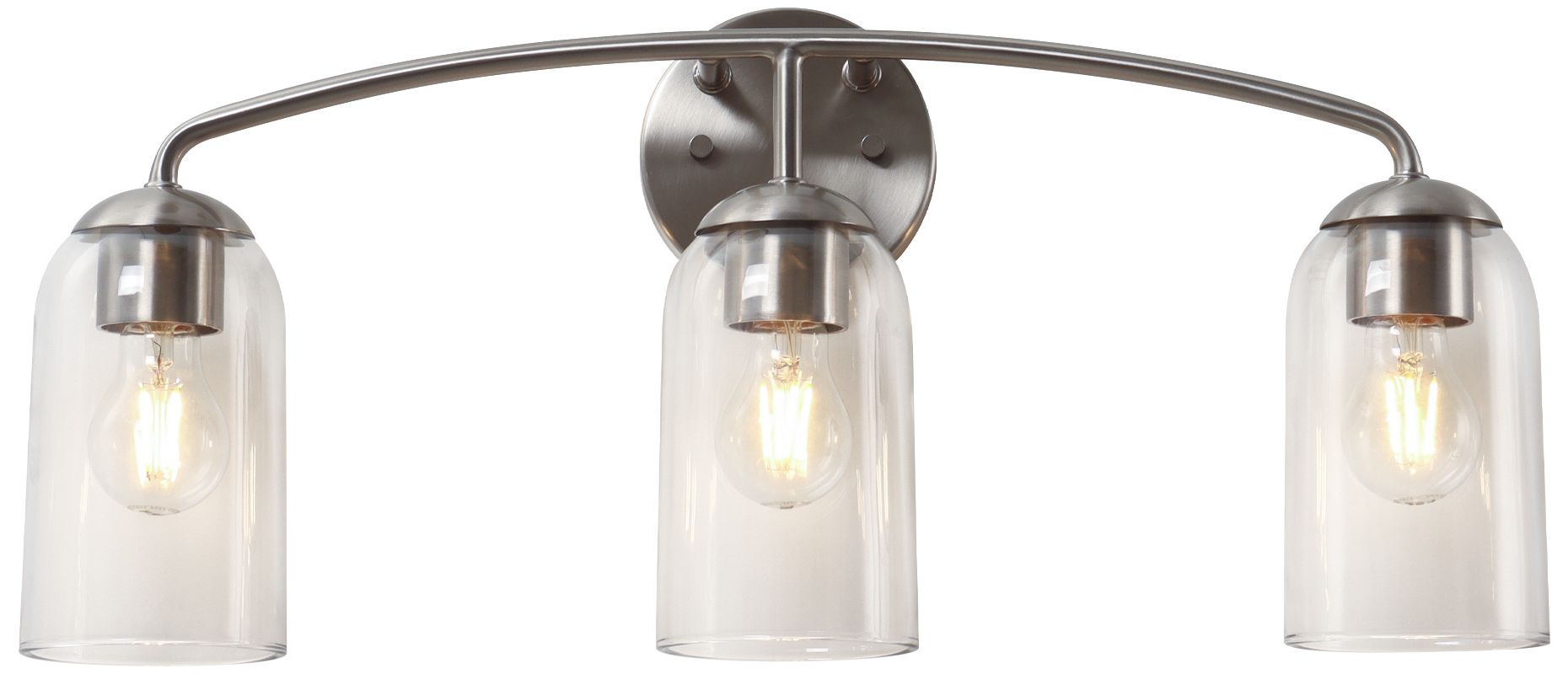 Elara Modern Nickel 23.2" Wide 3-Light Clear Glass Bathroom Vanity Light