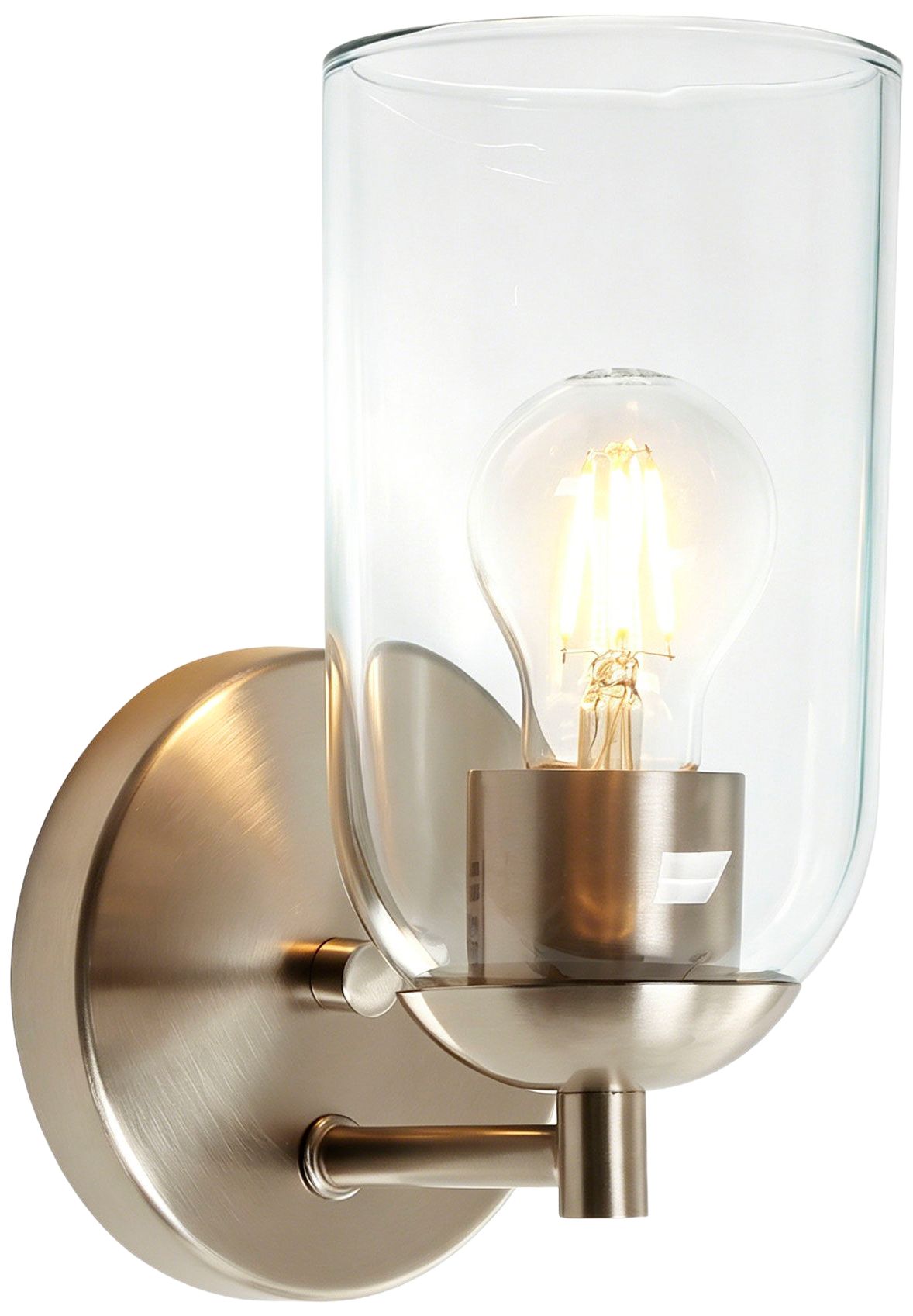 Elara Modern Satin Nickel 1-Light Clear Glass Wall Sconce Vanity Light