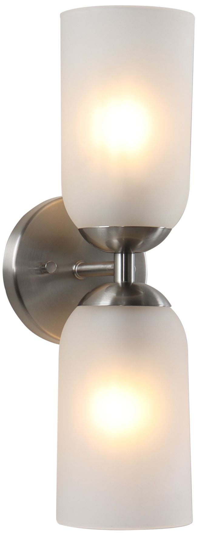Thumbnail1 of Elara Modern Satin Nickel 2-Light Frosted Glass Wall Sconce Vanity Light