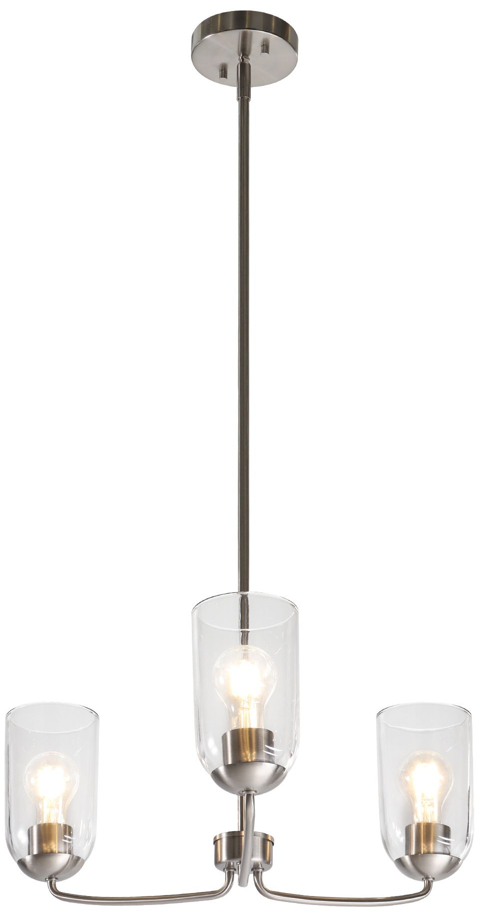 Elara Modern Satin Nickel 20.9" Wide 3-Light Clear Glass Chandelier
