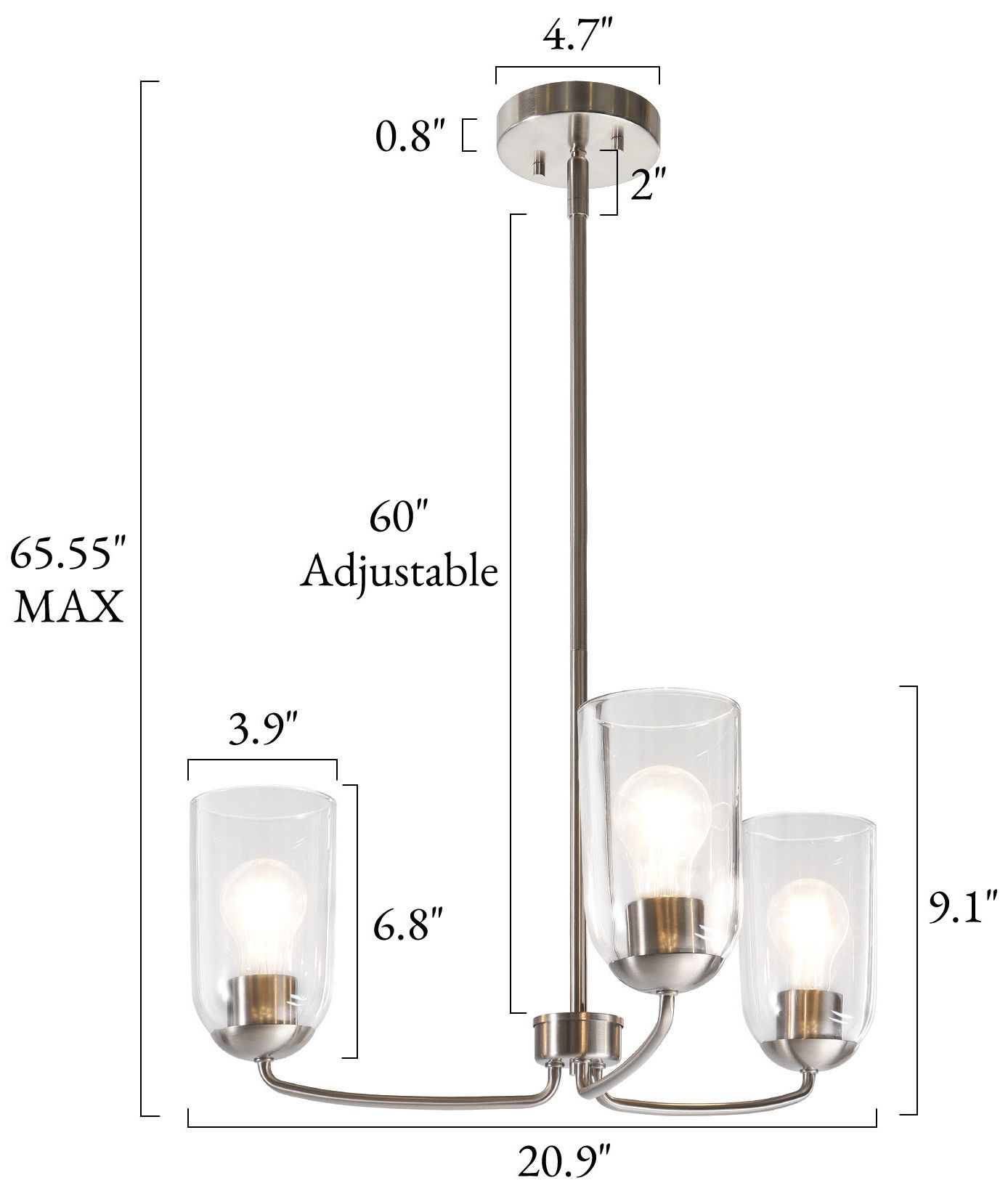Image 2 Elara Modern Satin Nickel 20.9" Wide 3-Light Clear Glass Chandelier more views