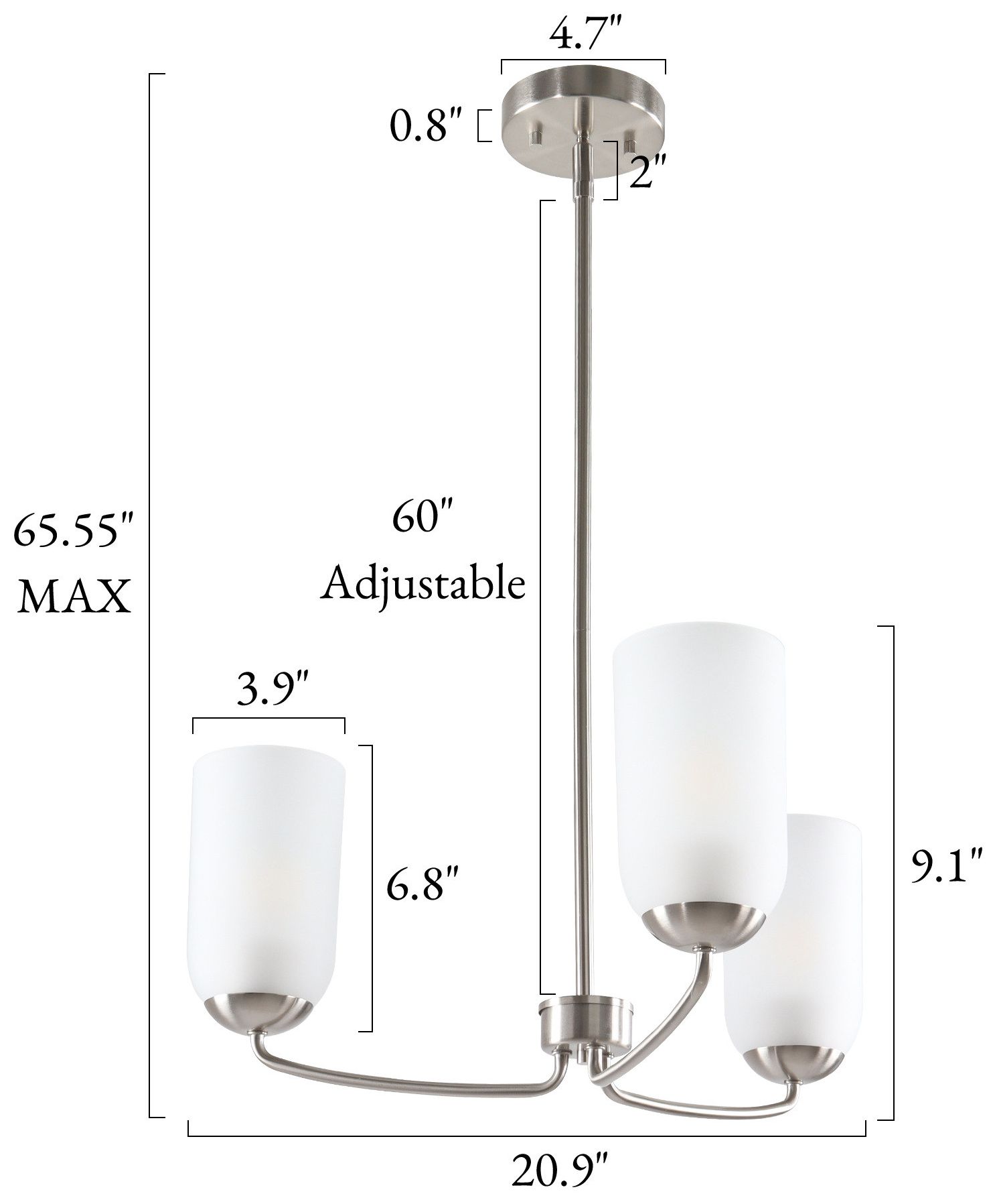 Image 2 Elara Modern Satin Nickel 20.9" Wide 3-Light Frosted Glass Chandelier more views
