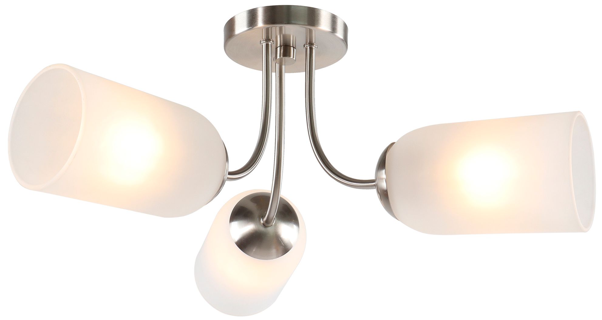 Elara Modern Satin Nickel 22" Wide 3-Light Frosted Glass Semi-Flush Mount