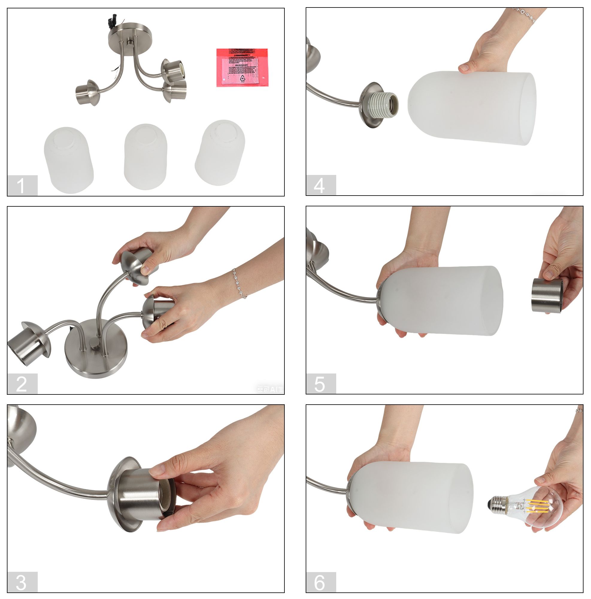 Image 4 Elara Modern Satin Nickel 22" Wide 3-Light Frosted Glass Semi-Flush Mount more views