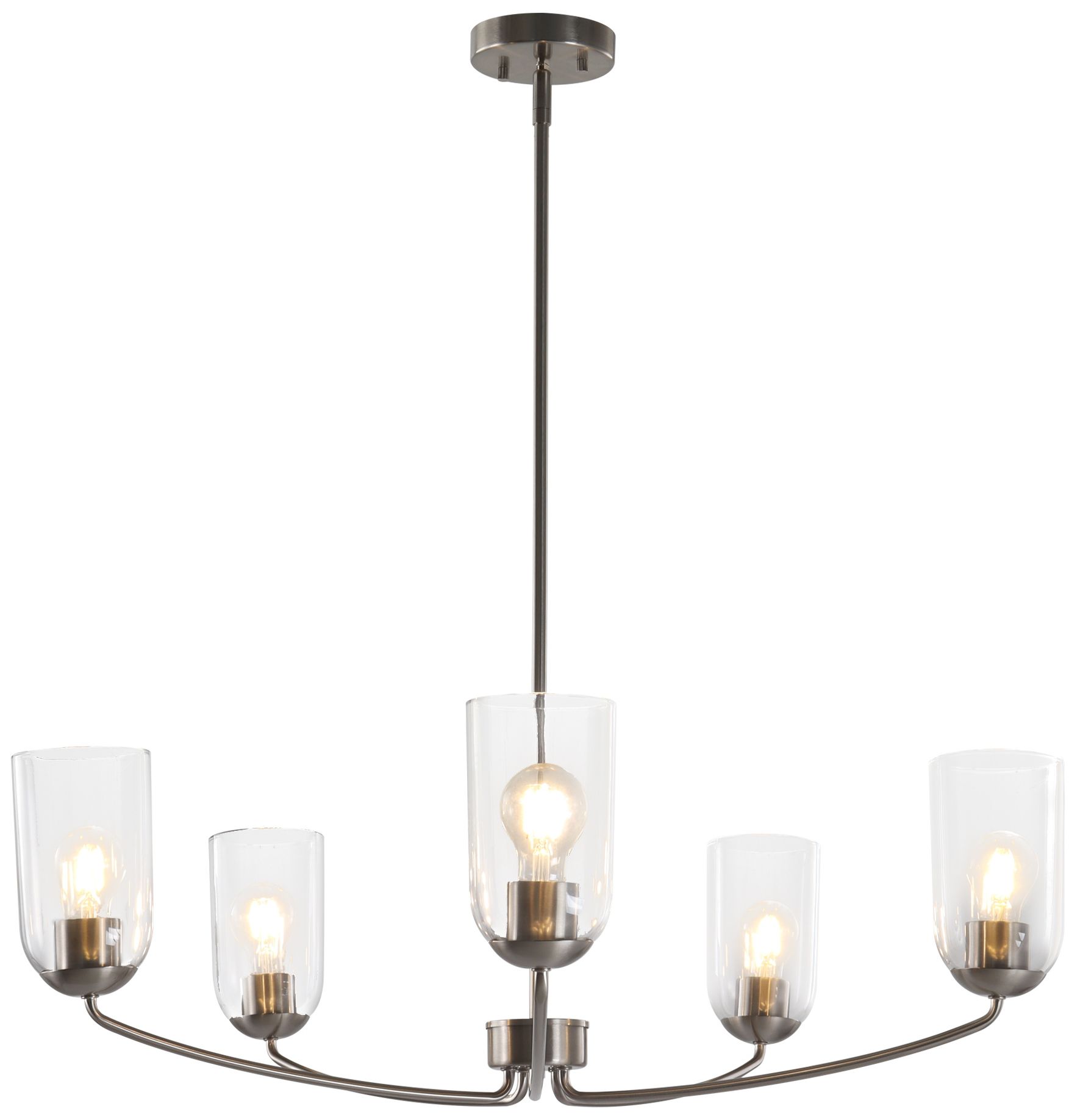 Elara Modern Satin Nickel 32.3" Wide 5-Light Clear Glass Chandelier