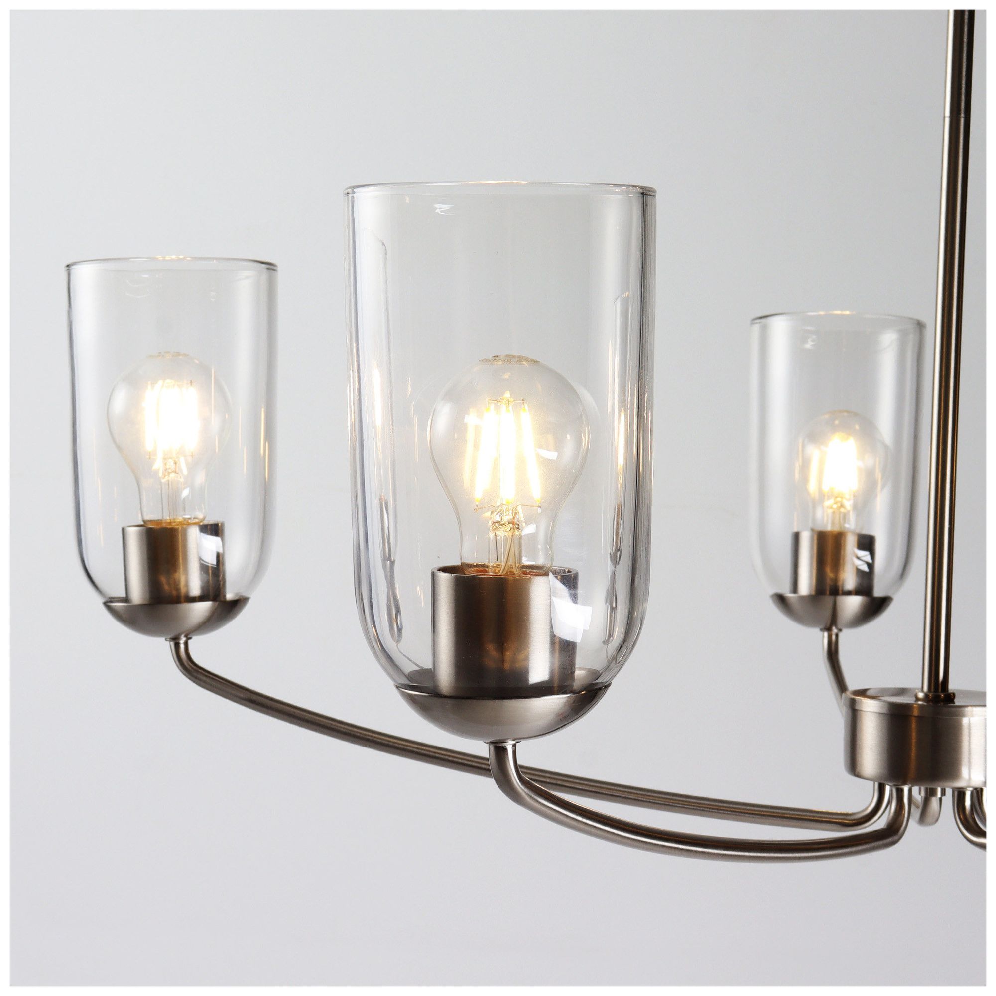 Image 3 Elara Modern Satin Nickel 32.3" Wide 5-Light Clear Glass Chandelier more views