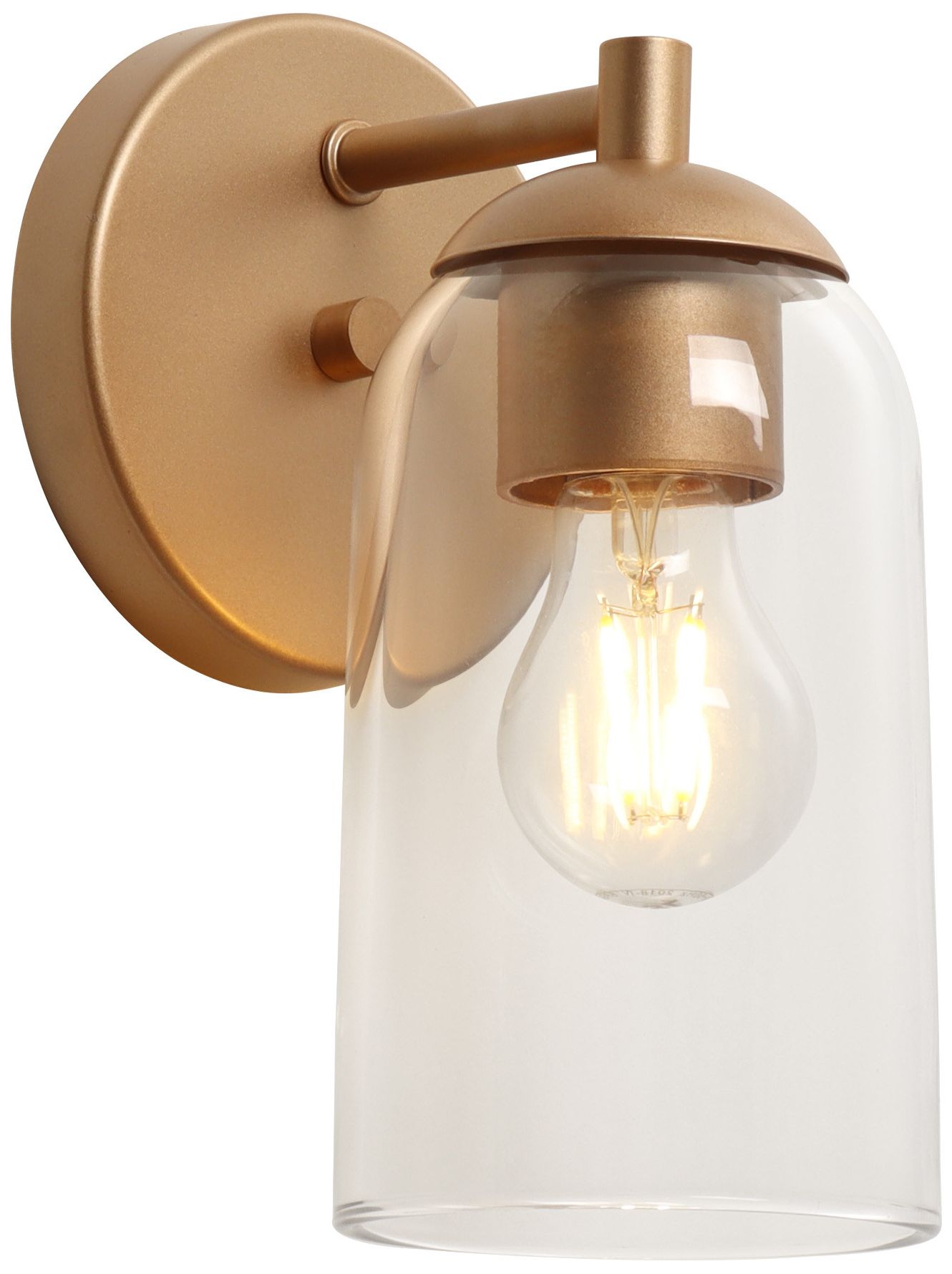 Elara Modern Warm Gold 1-Light Clear Glass Wall Sconce Vanity Light