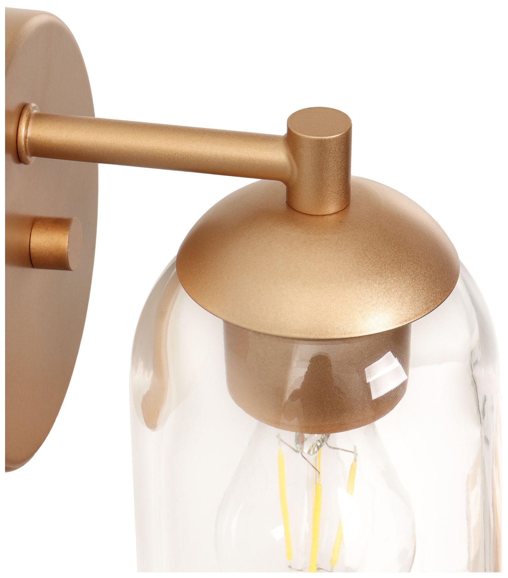 Image 3 Elara Modern Warm Gold 1-Light Clear Glass Wall Sconce Vanity Light more views