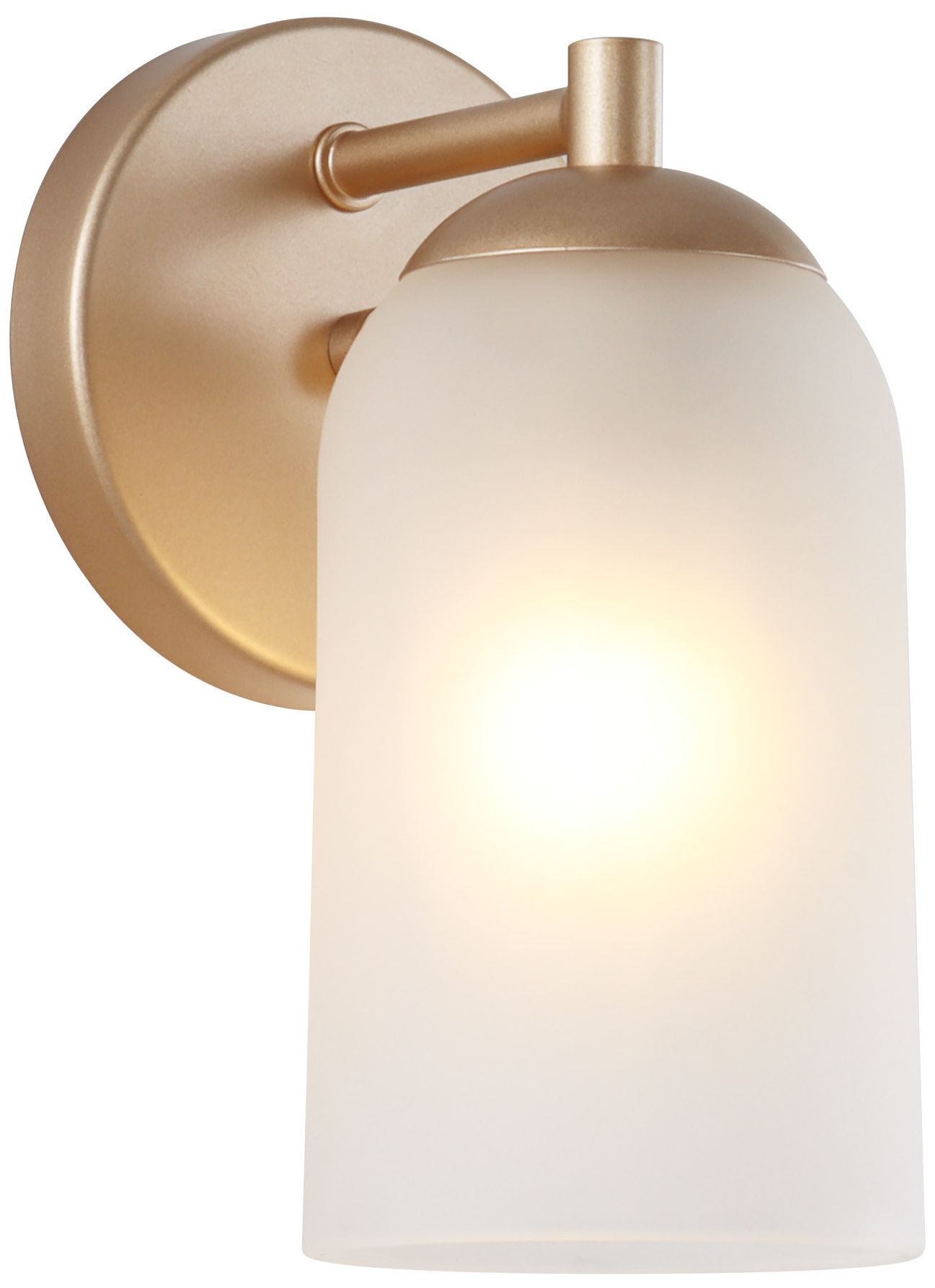 Elara Modern Warm Gold 1-Light Frosted Glass Wall Sconce