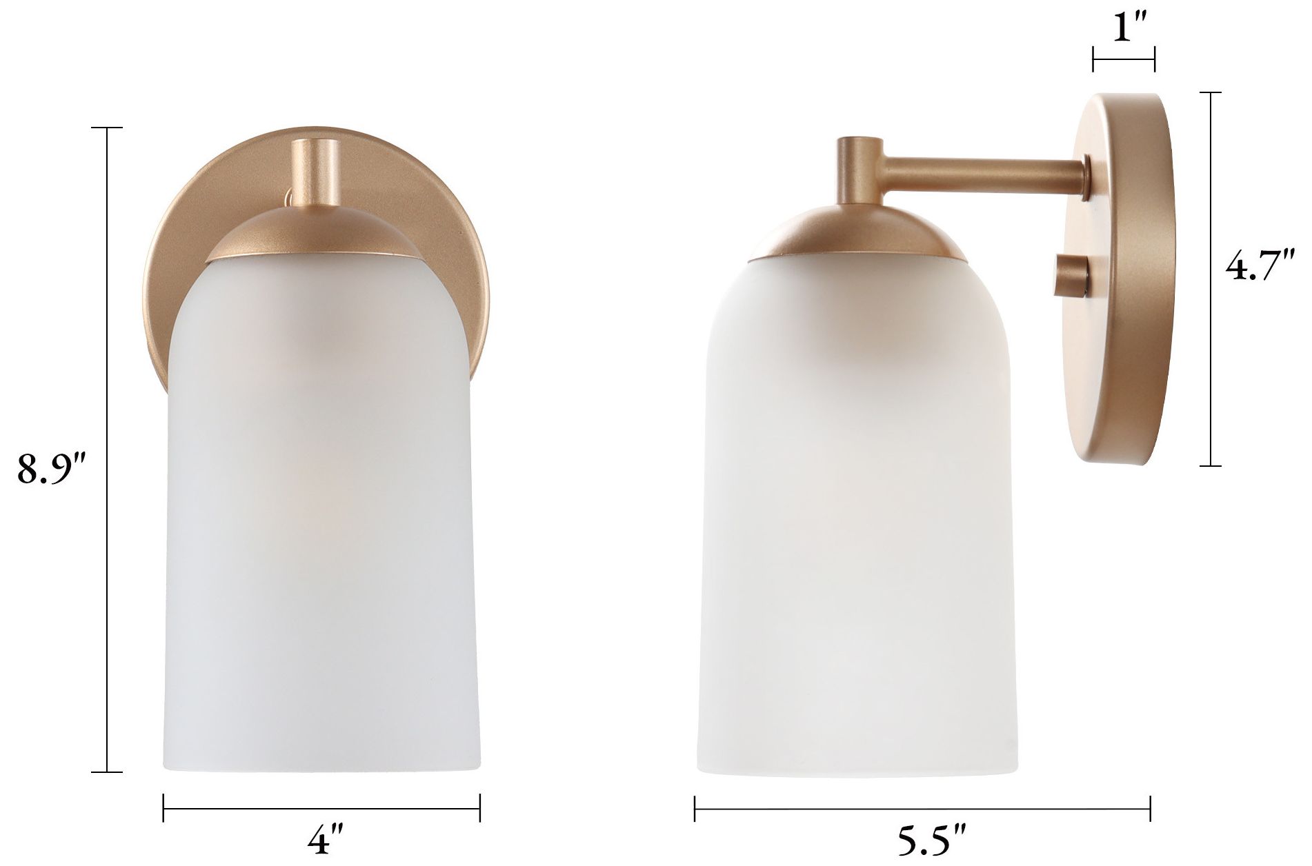 Image 2 Elara Modern Warm Gold 1-Light Frosted Glass Wall Sconce more views