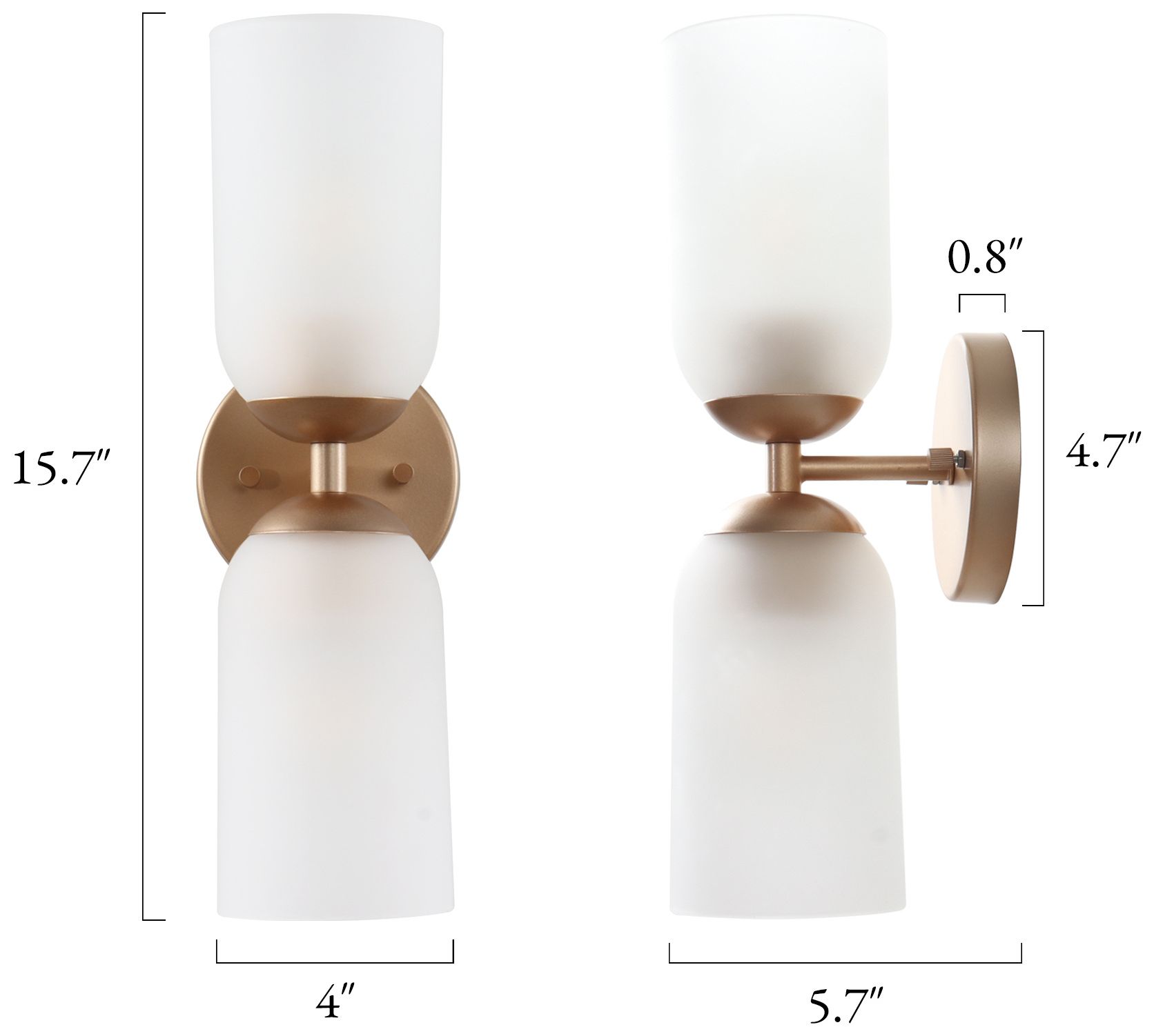Image 2 Elara Modern Warm Gold 2-Light Frosted Glass Wall Sconce Vanity Light more views