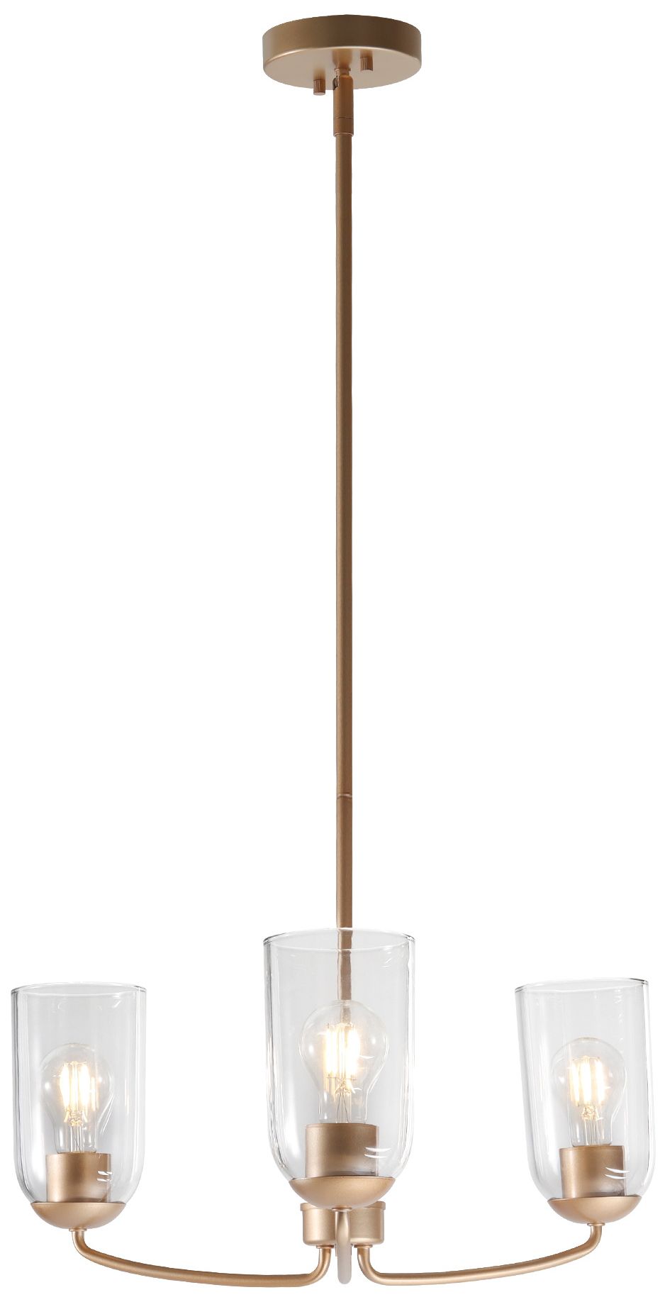 Elara Modern Warm Gold 20.9" Wide 3-Light Clear Glass Chandelier
