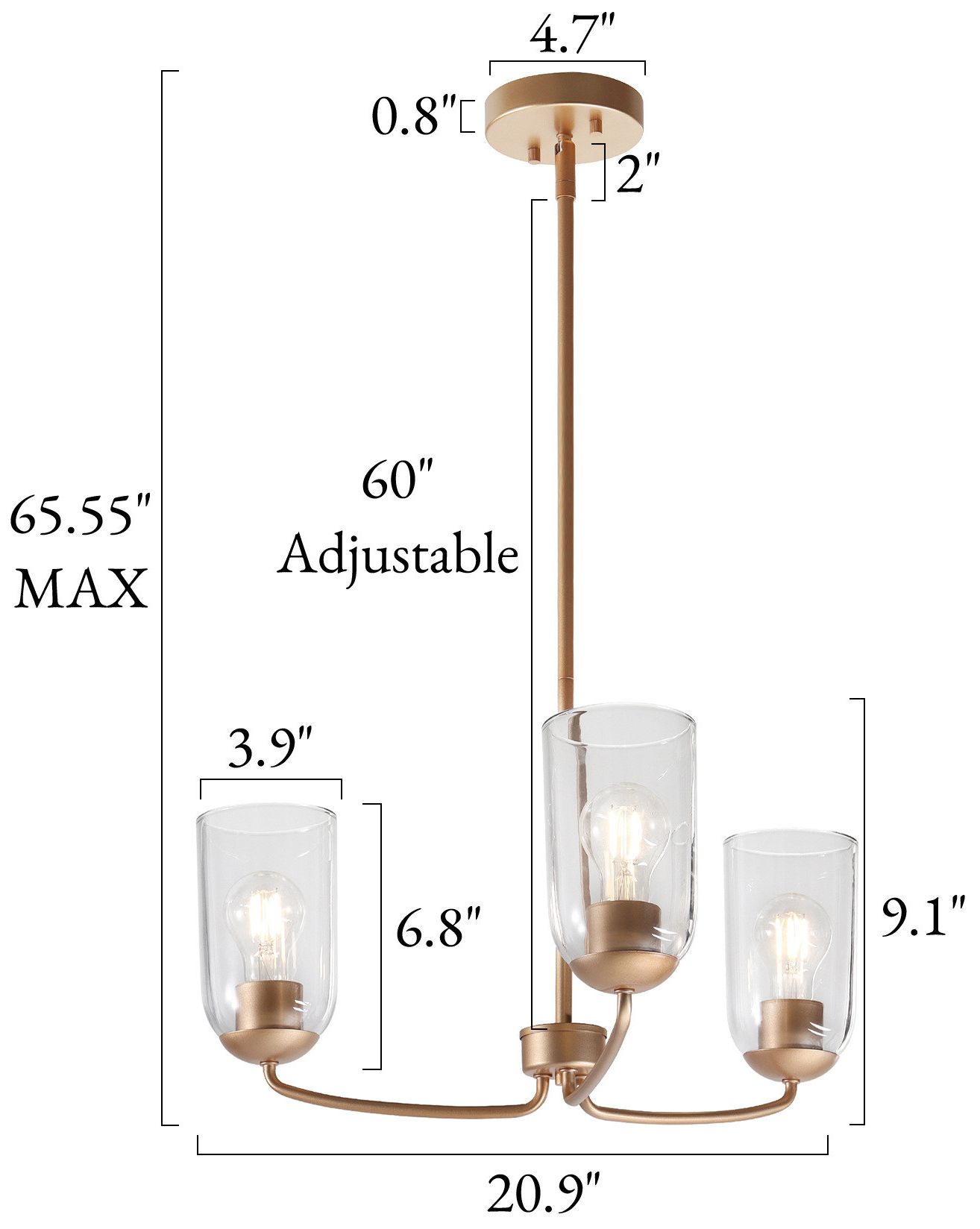 Image 2 Elara Modern Warm Gold 20.9" Wide 3-Light Clear Glass Chandelier more views
