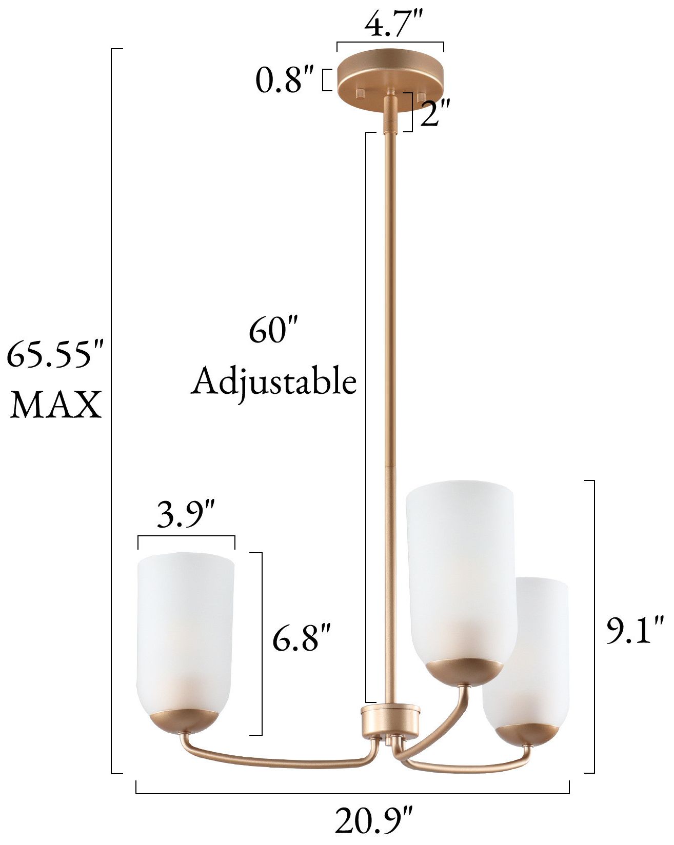 Image 2 Elara Modern Warm Gold 20.9" Wide 3-Light Frosted Glass Chandelier more views