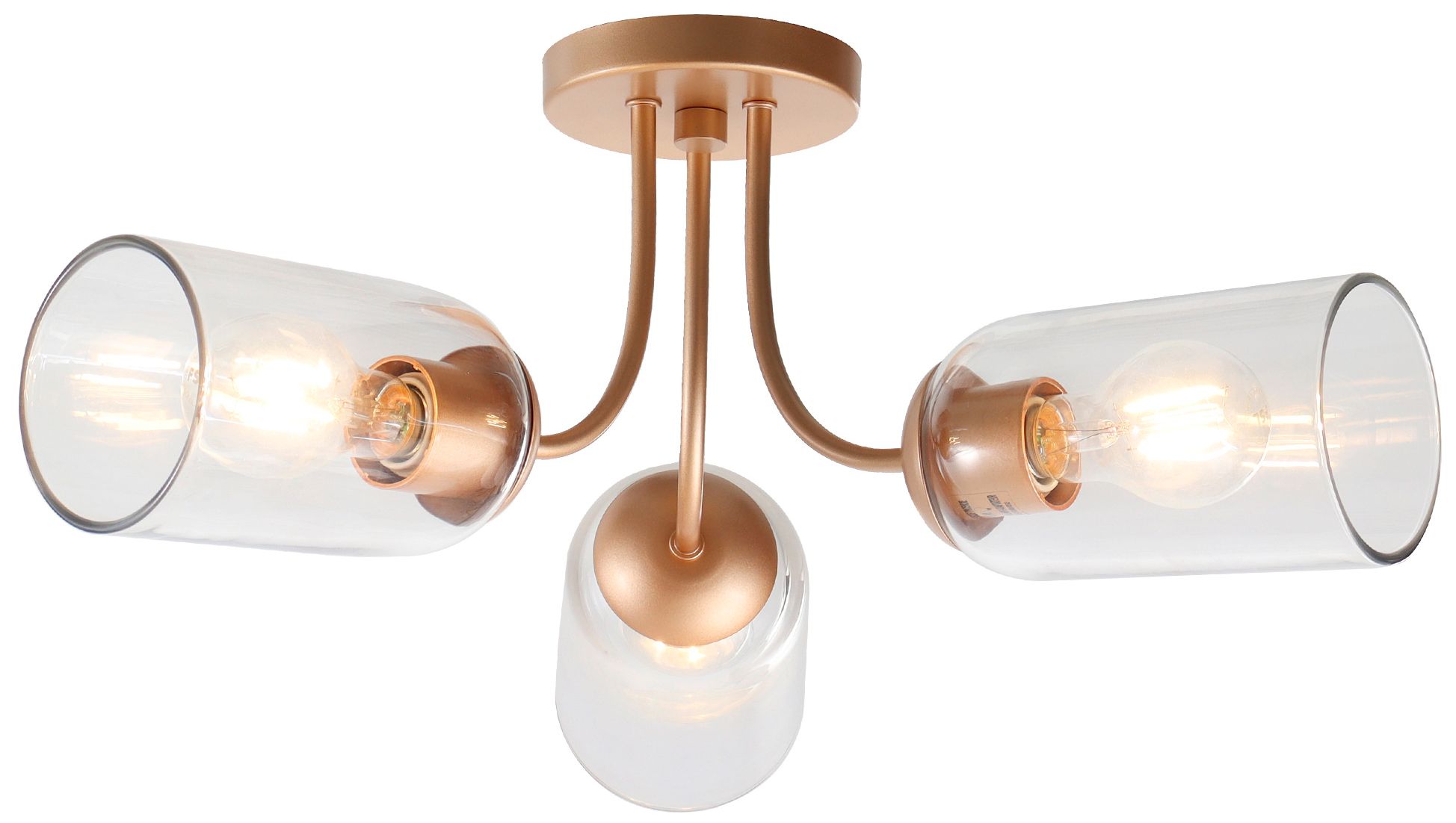 Elara Modern Warm Gold 22" Wide 3-Light Clear Glass Semi Flush Mount