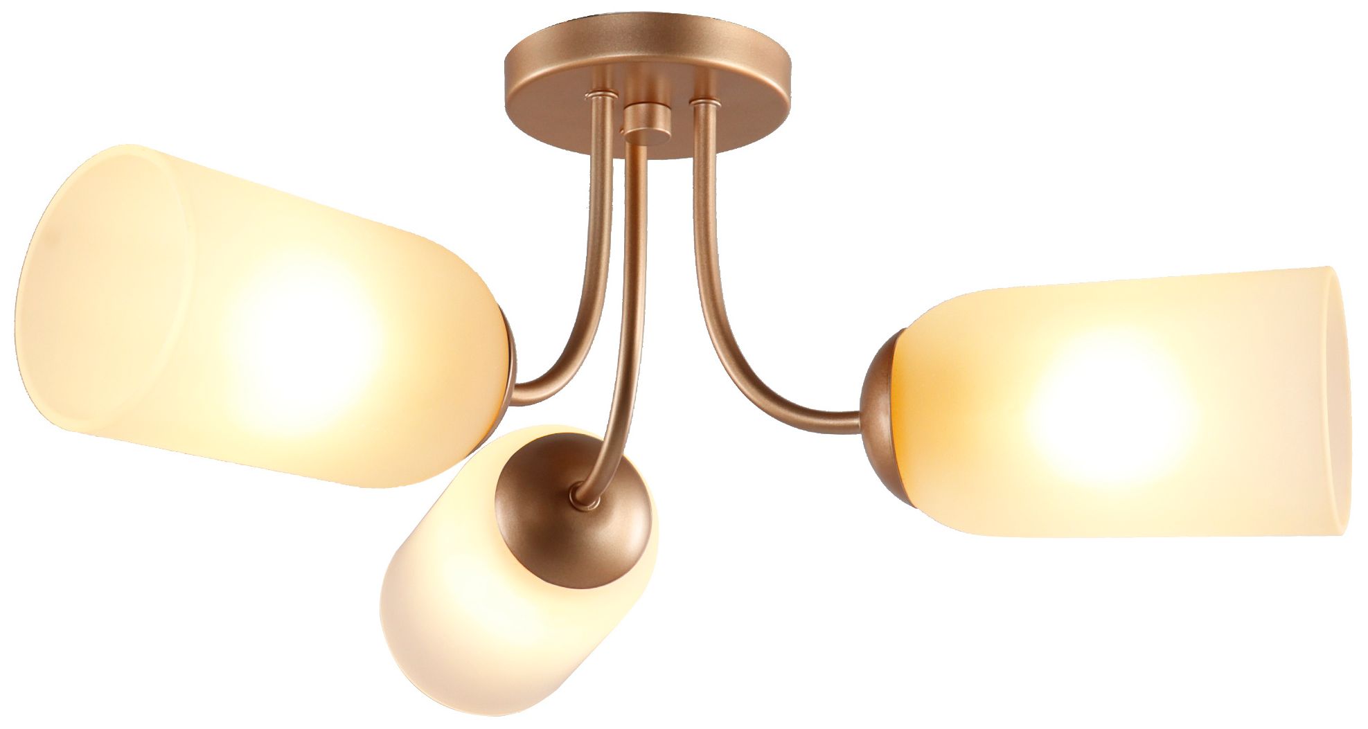 Elara Modern Warm Gold 22" Wide 3-Light Frosted Glass Semi-Flush Mount
