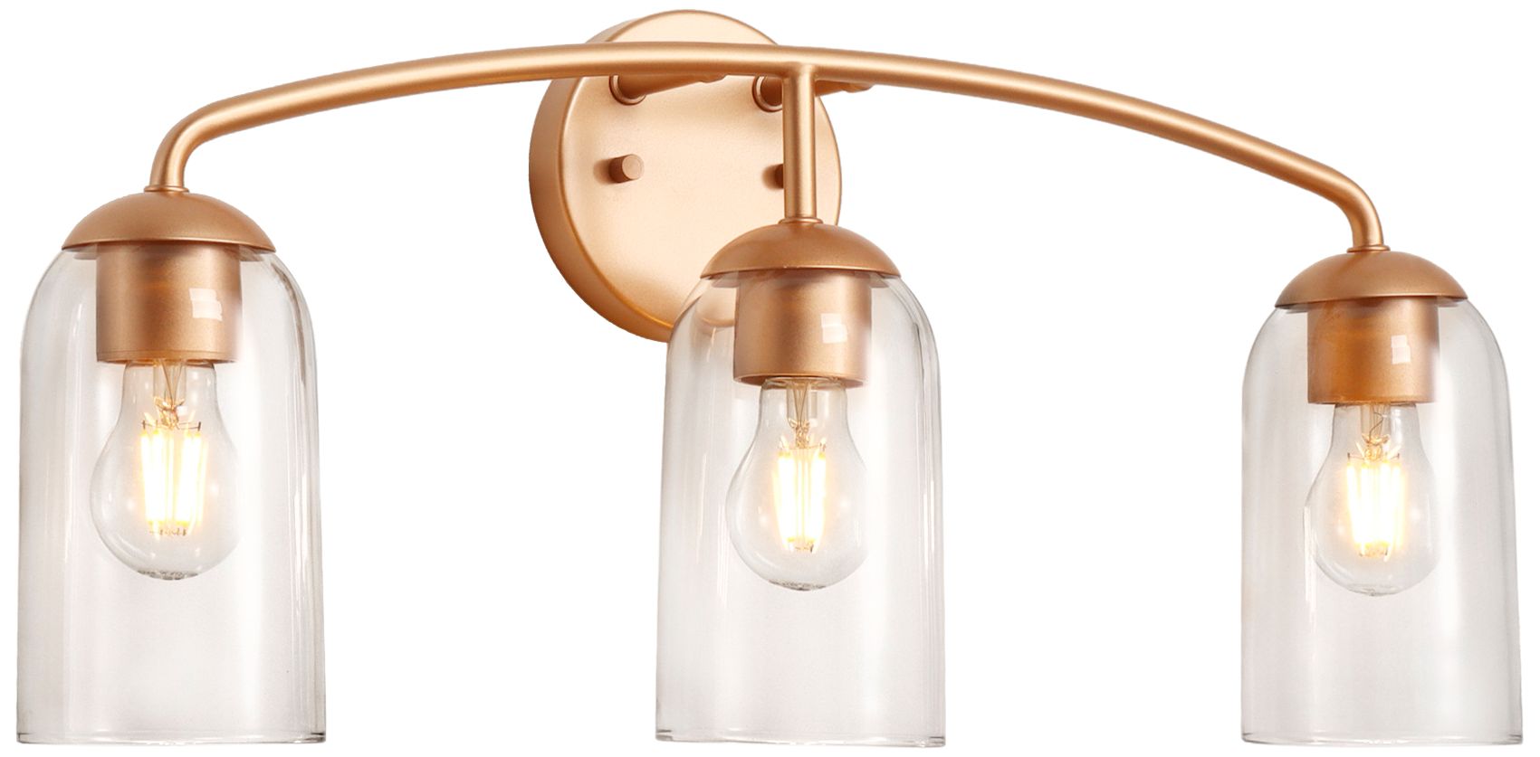 Elara Modern Warm Gold 23.2" Wide 3-Light Clear Glass Bathroom Vanity Light