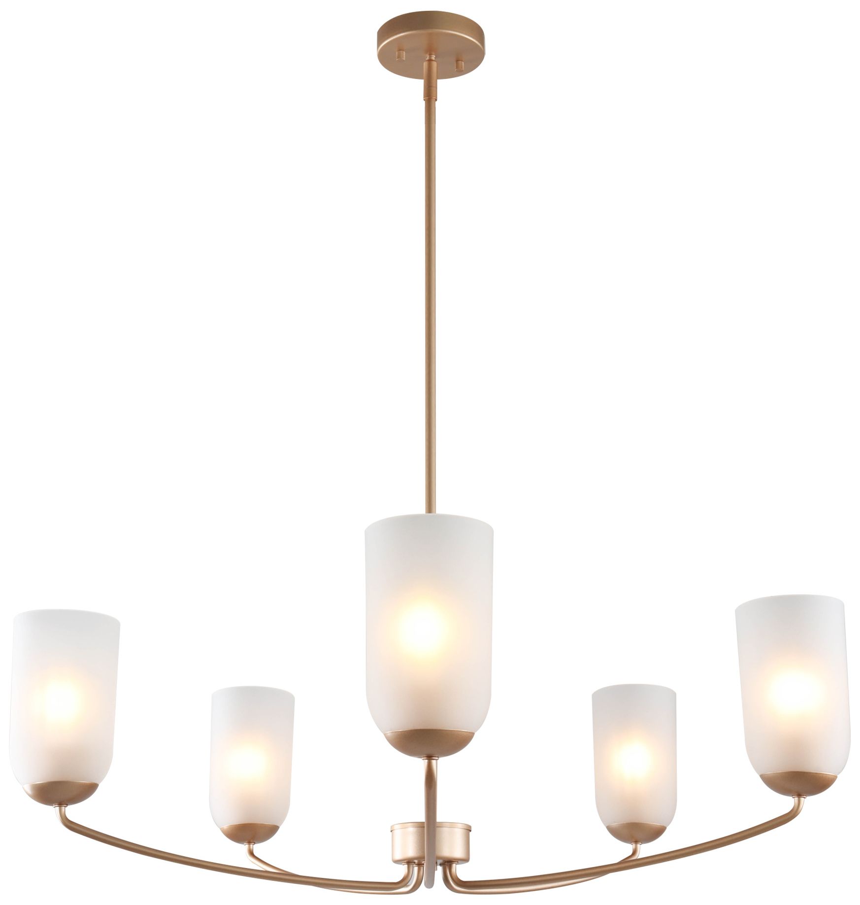 Elara Modern Warm Gold 32.3" Wide 5-Light Frosted Glass Chandelier