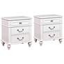 Elati 24" Wide White 3-Drawer Nightstands with USB Ports Set of 2
