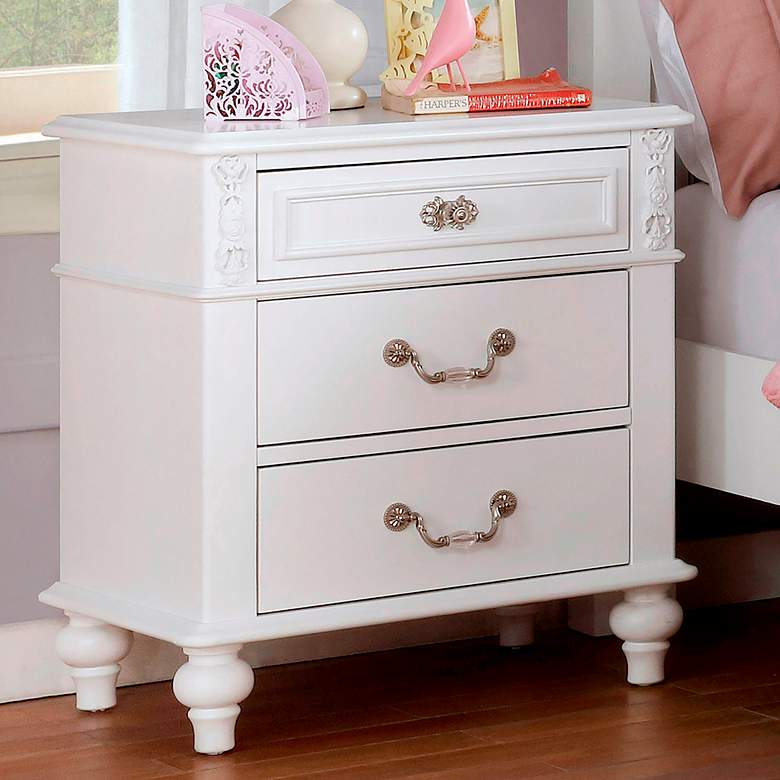 Image 3 Elati 24" Wide White 3-Drawer Nightstands with USB Ports Set of 2 more views