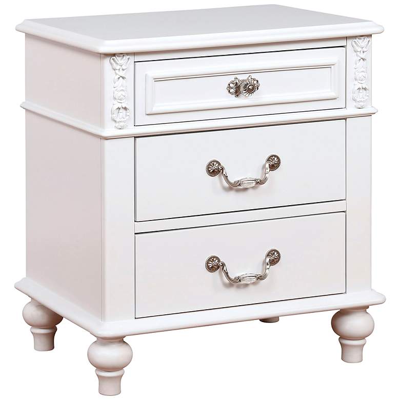 Image 2 Elati 24" Wide White Wood 3-Drawer Nightstand with USB Port