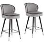 3_Elba 27 3/4" Gray Velvet with Black Piping Counter Stools Set of 2