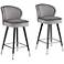 Elba 27 3/4" Gray Velvet with Black Piping Counter Stools Set of 2