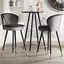 2_Elba 27 3/4" Gray Velvet with Black Piping Counter Stools Set of 2