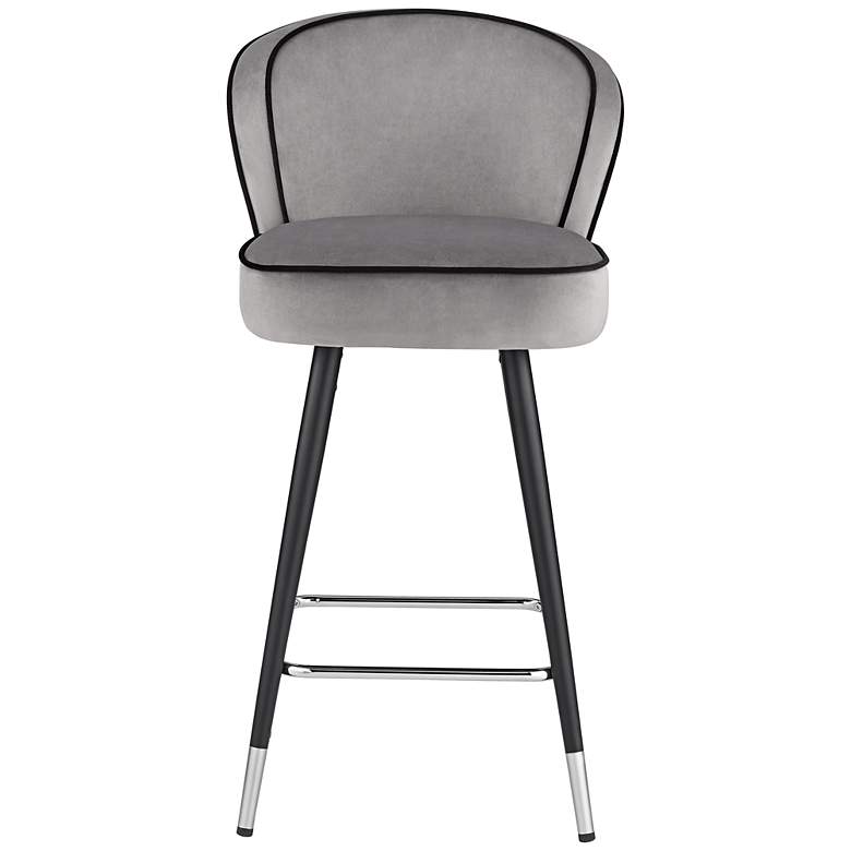 Image 7 Elba 27 3/4" Gray Velvet with Black Piping Counter Stools Set of 2 more views