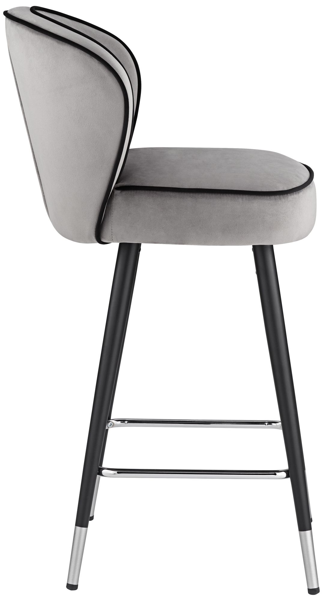 Elba 27 3/4" Gray Velvet with Black Piping Counter Stools Set of 2 in scene