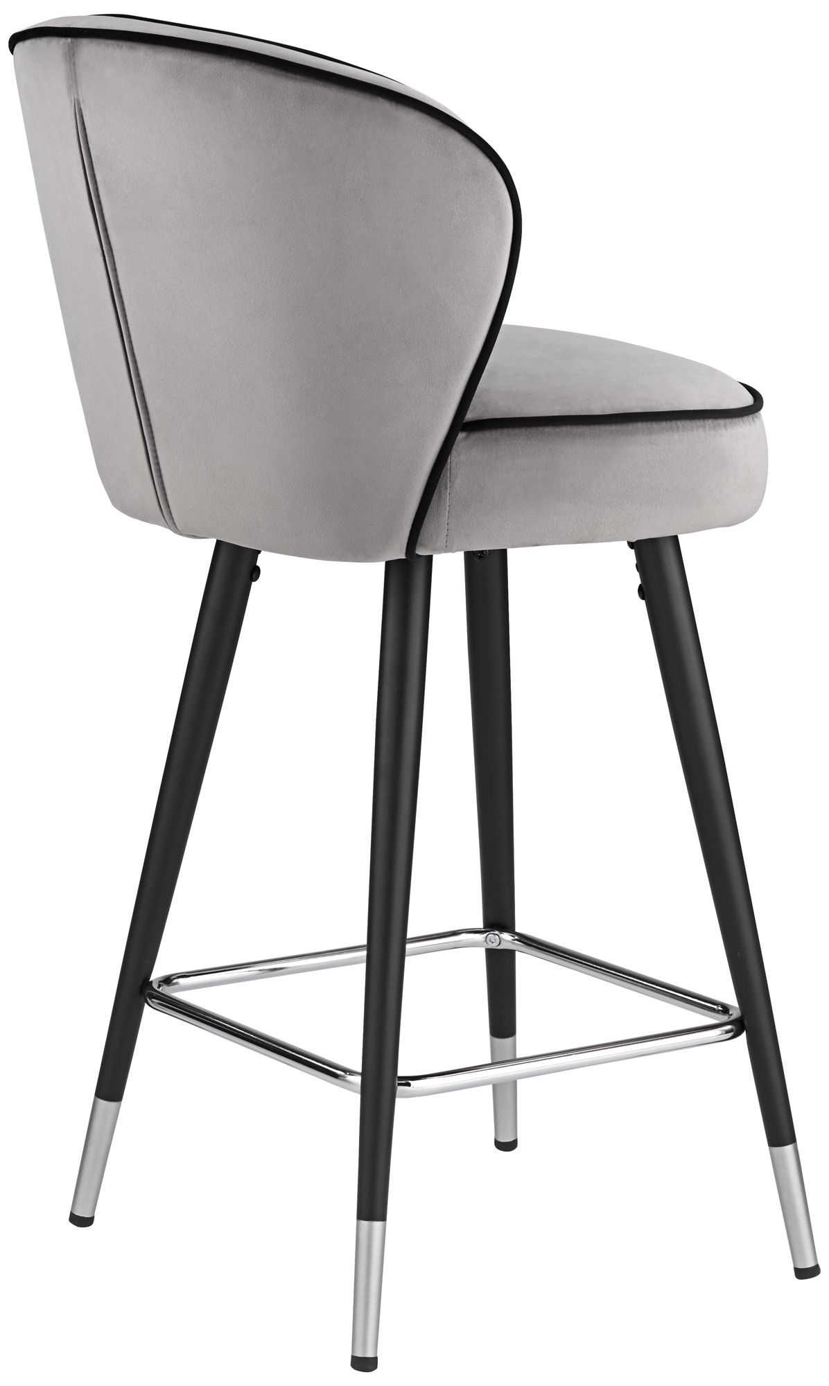 Elba 27 3/4" Gray Velvet with Black Piping Counter Stools Set of 2 in scene