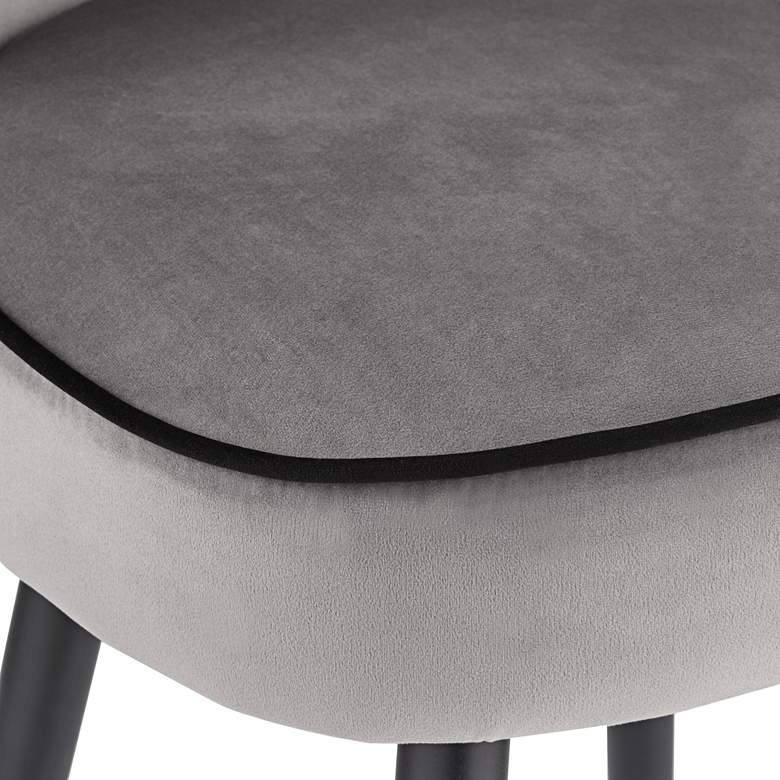 Image 5 Elba 27 3/4" Gray Velvet with Black Piping Counter Stool more views