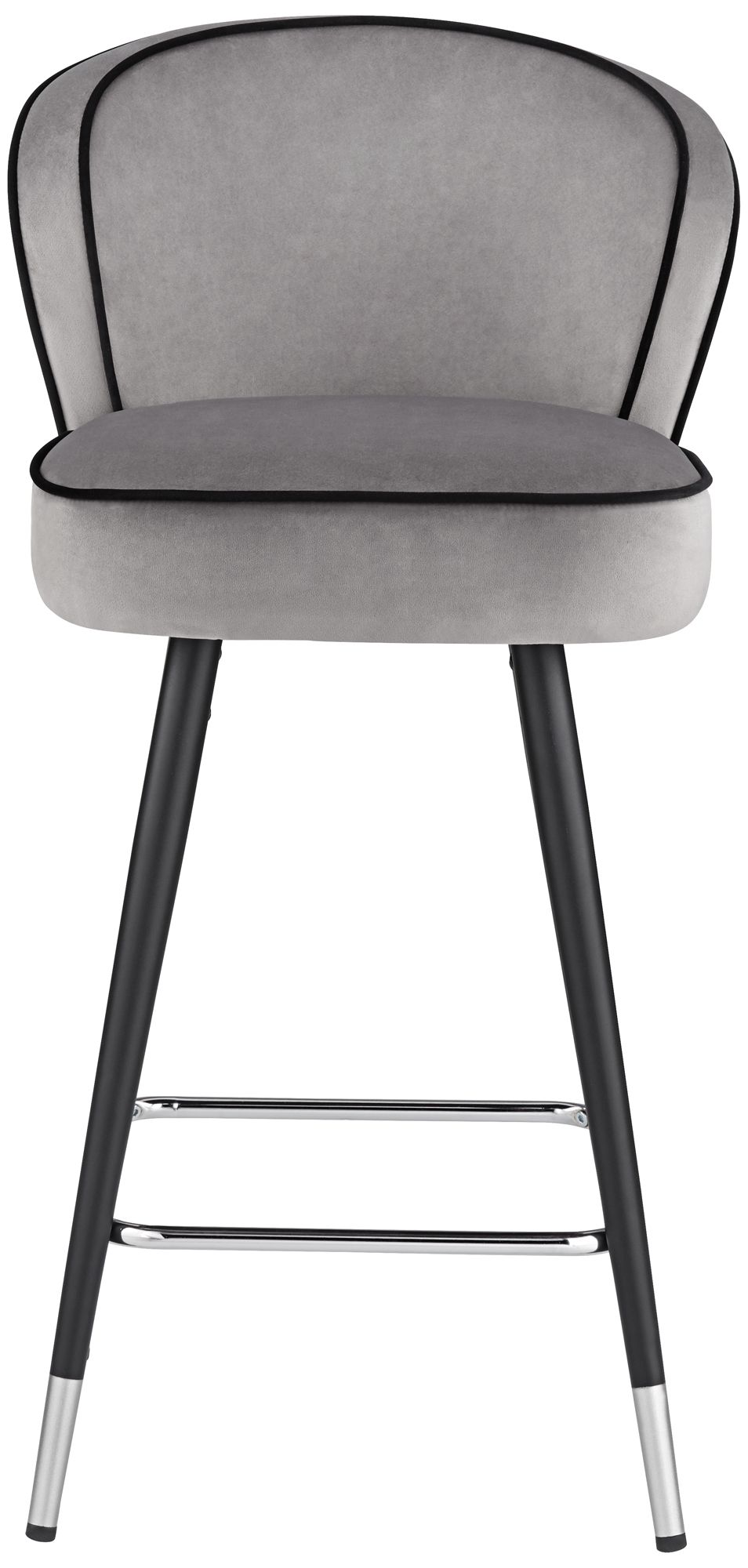 Image 7 Elba 27 3/4" Gray Velvet with Black Piping Counter Stools Set of 2 more views