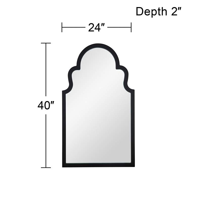 Image 4 Elberta Black Lacquer 24" x 40" Arch Top Wall Mirror more views