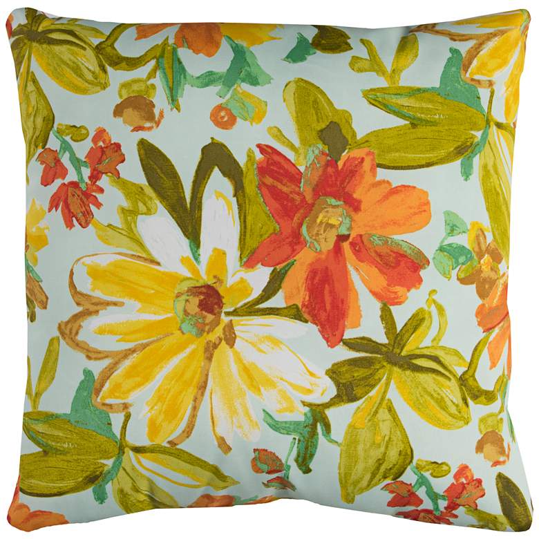 Image 1 Elberta Cream Floral 22 inch Square Throw Indoor-Outdoor Pillow