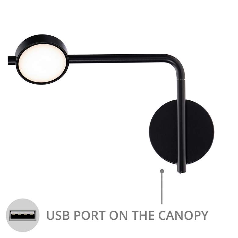 Image 4 Elbo 9.25"H x 14.38"W 1-Light Reading Light in Black more views