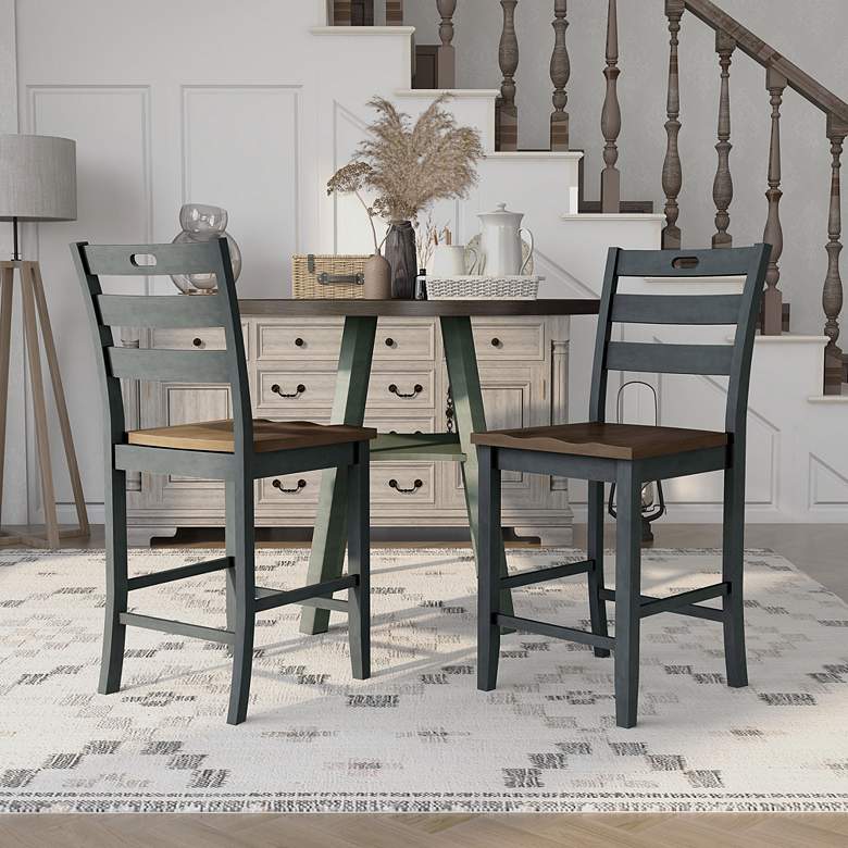 Image 6 Elda 24" Antique Gray Wood Counter Stools Set of 2 more views